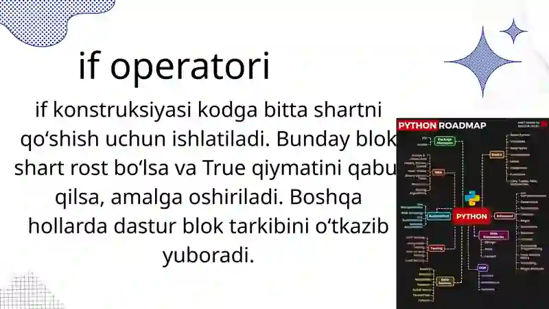 Python dasturlash tilida shart operatorlari (if) 4
