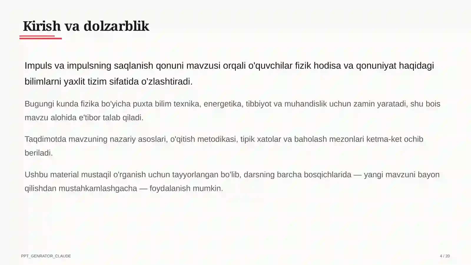 Impuls va impulsning saqlanish qonuni (9-sinf) 4