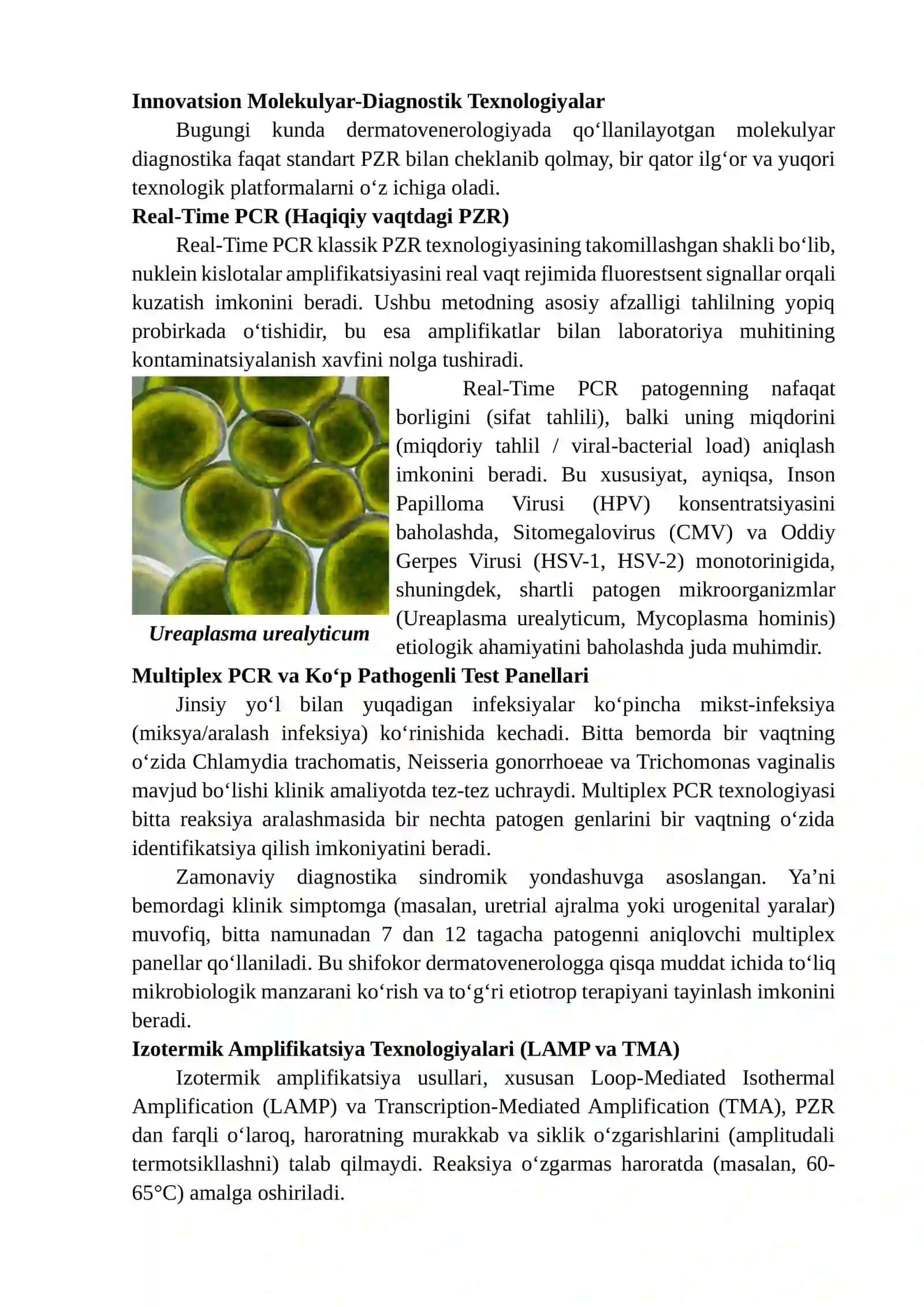 JINSIY YO‘L BILAN YUQADIGAN INFEKSIYALAR (STI) DIAGNOSTIKASI VA MONITORINGIDA INNOVATSION MOLEKULYAR METODLARNING O‘RNI VA ISTIQBOLLARI 4