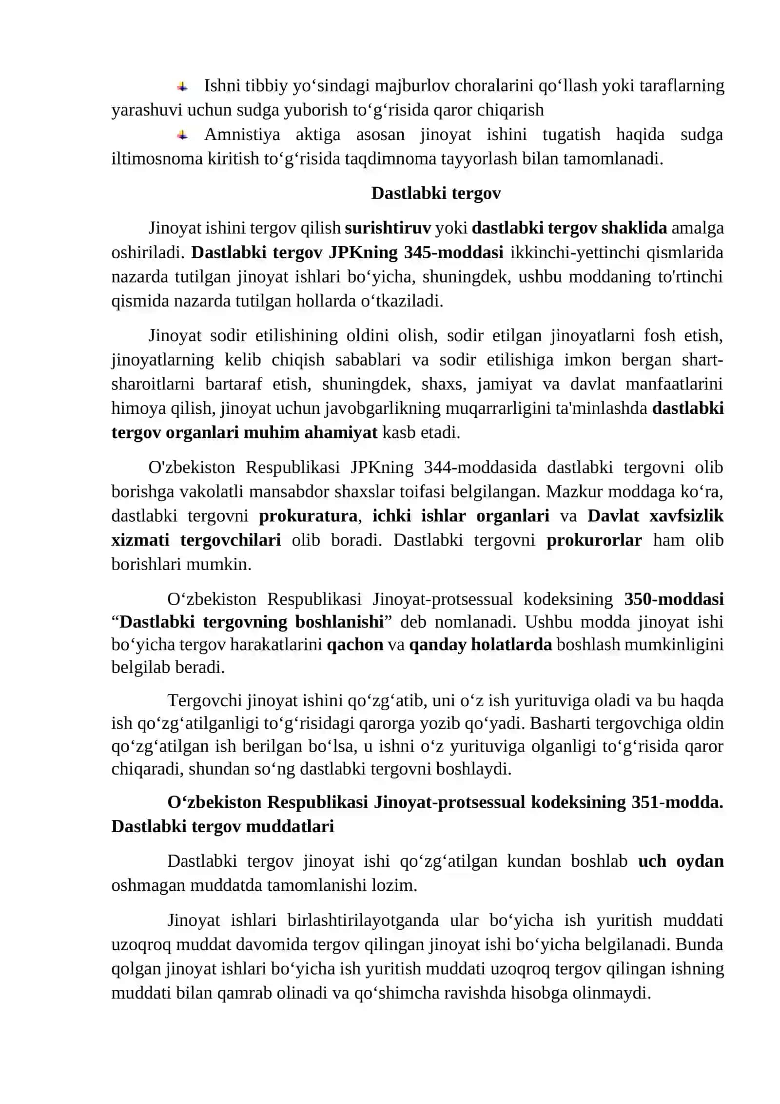 Surishtiruv va dastlabki tergov organlari faoliyati yuzasidan tahliliy esse 4