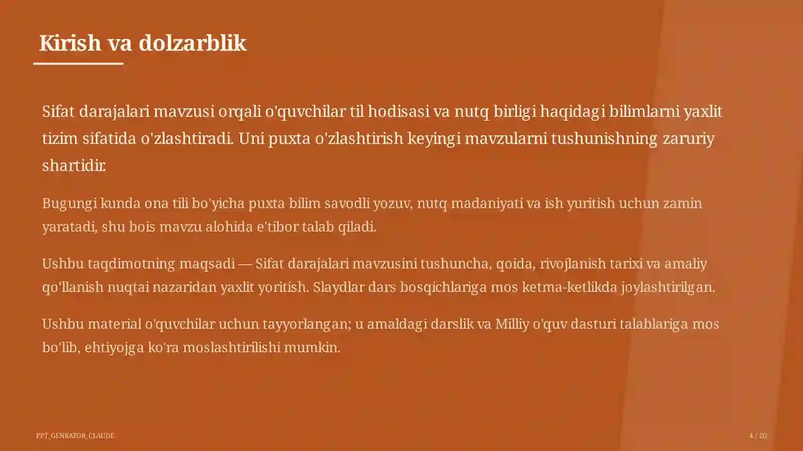 Sifat darajalari (6-sinf) 1