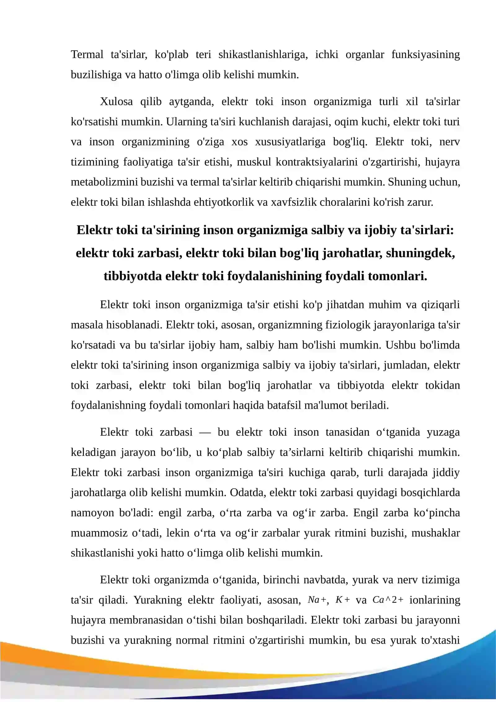 Elektr tokining inson organizmiga ta'siri 4