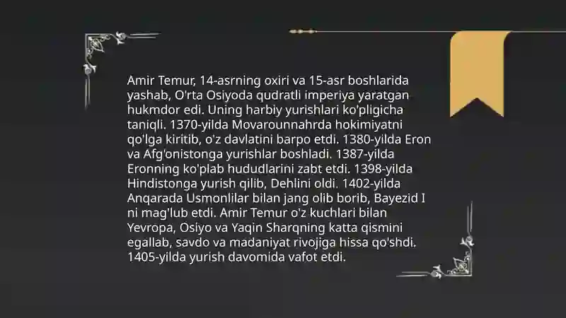 Amir Temurning hayoti 4
