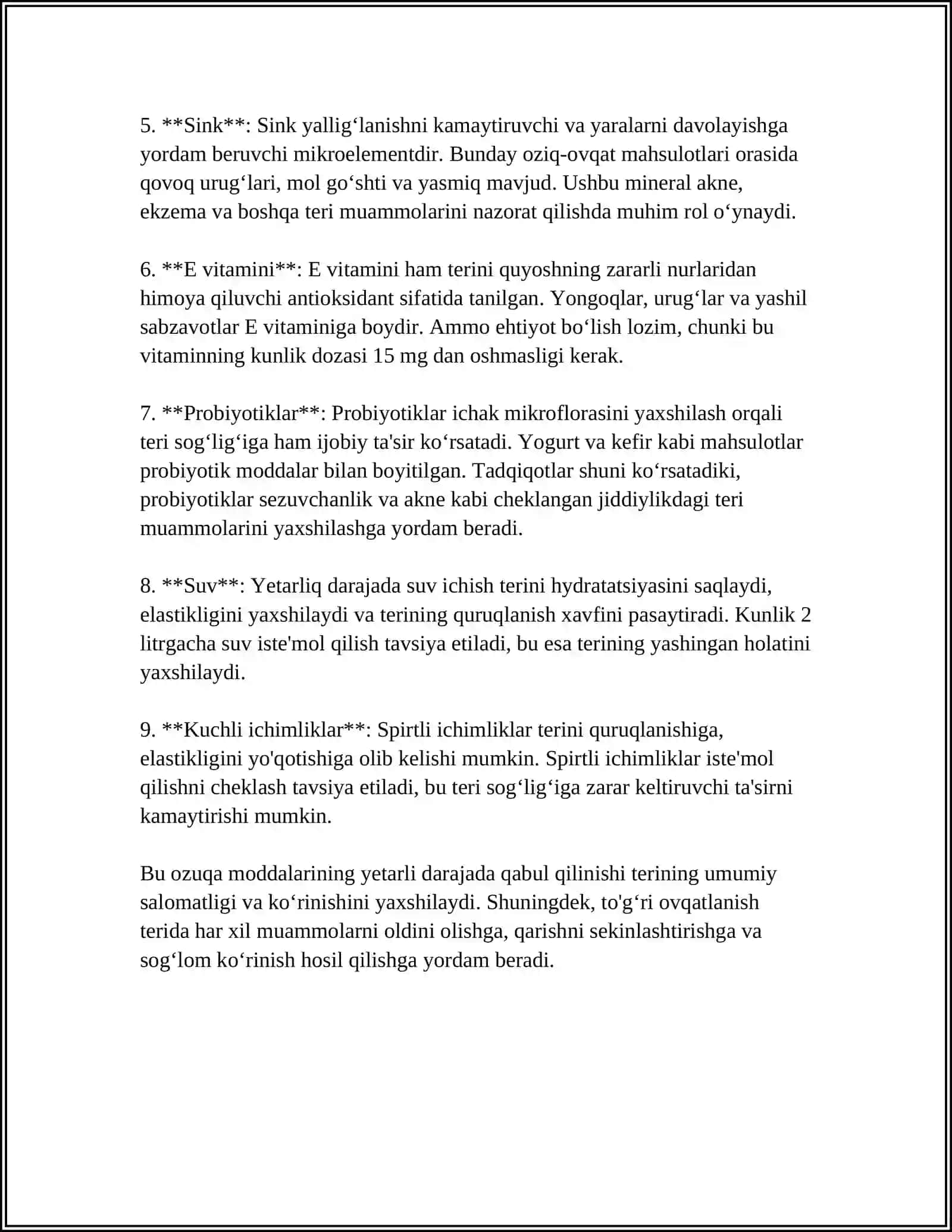 ISTE'MOL QILINADIGAN OZIQ-OVQAT MAHSULOTLARINING INSON TERISIGA TA'SIRI 4