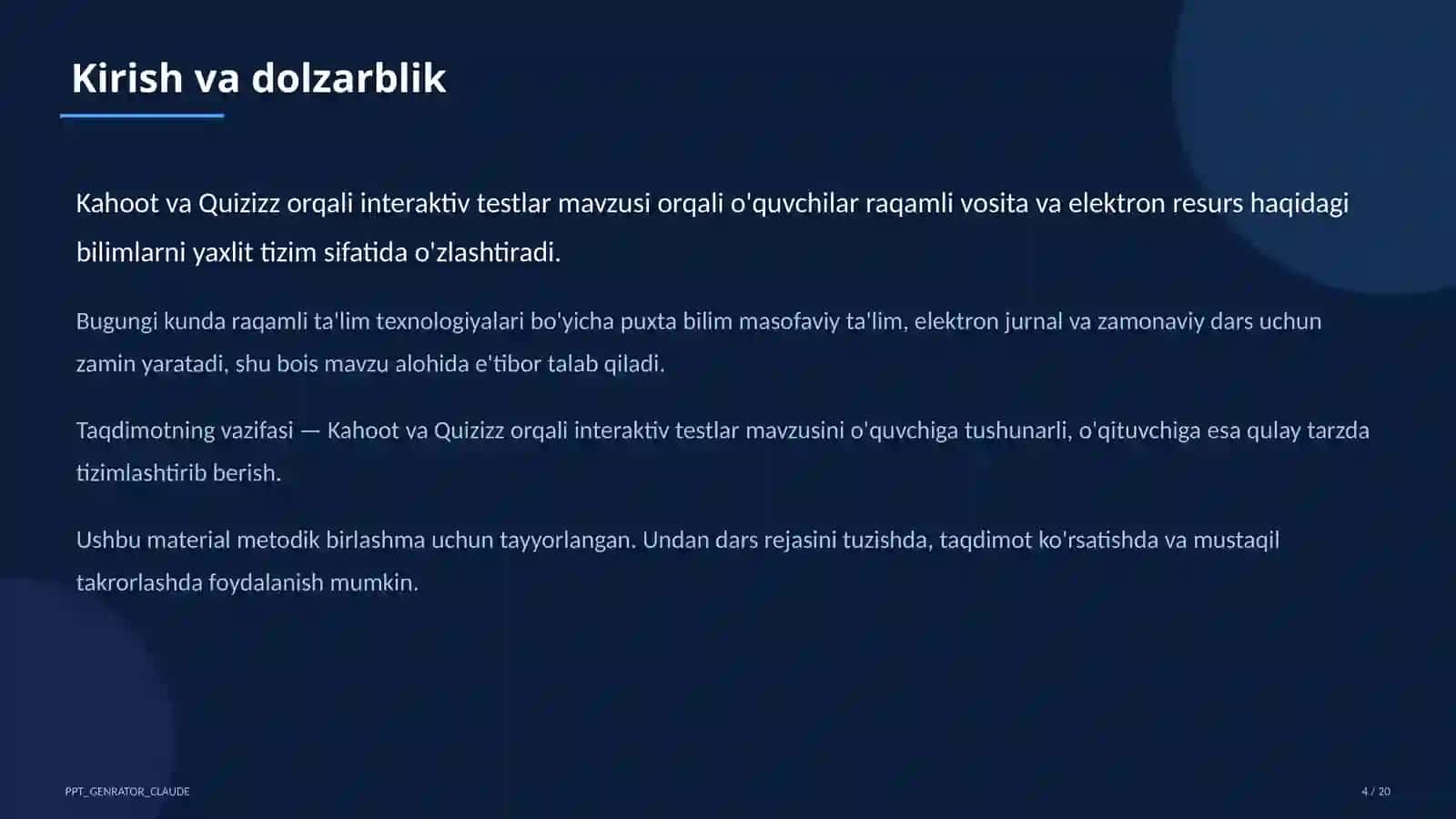 Dars rejasi 4