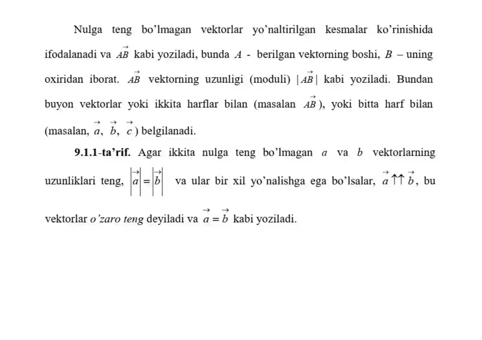 Vektorlar nazariyasi elementlari 4
