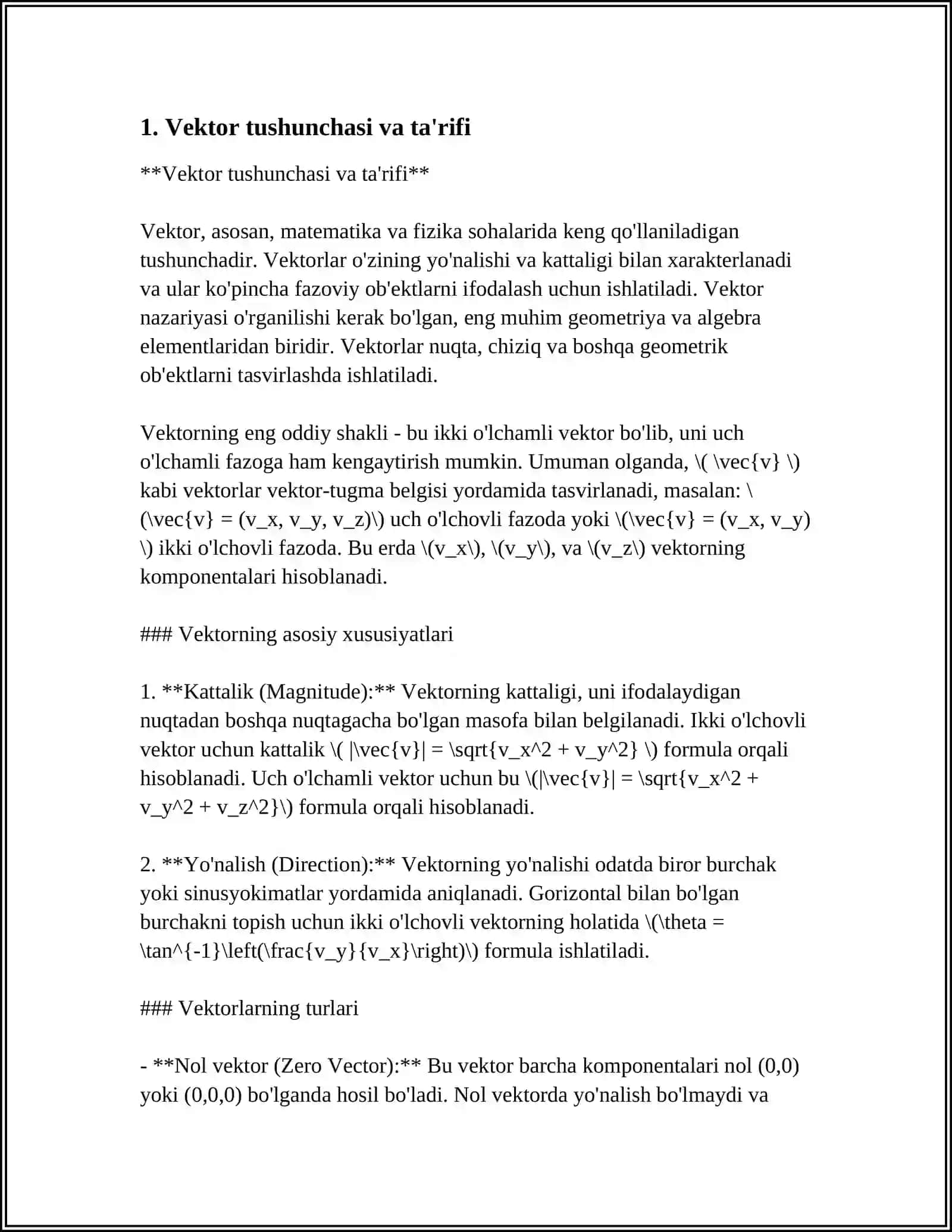 Vektor tushunchasi va uning fizik kattaliklarda qo'llanilishi 4