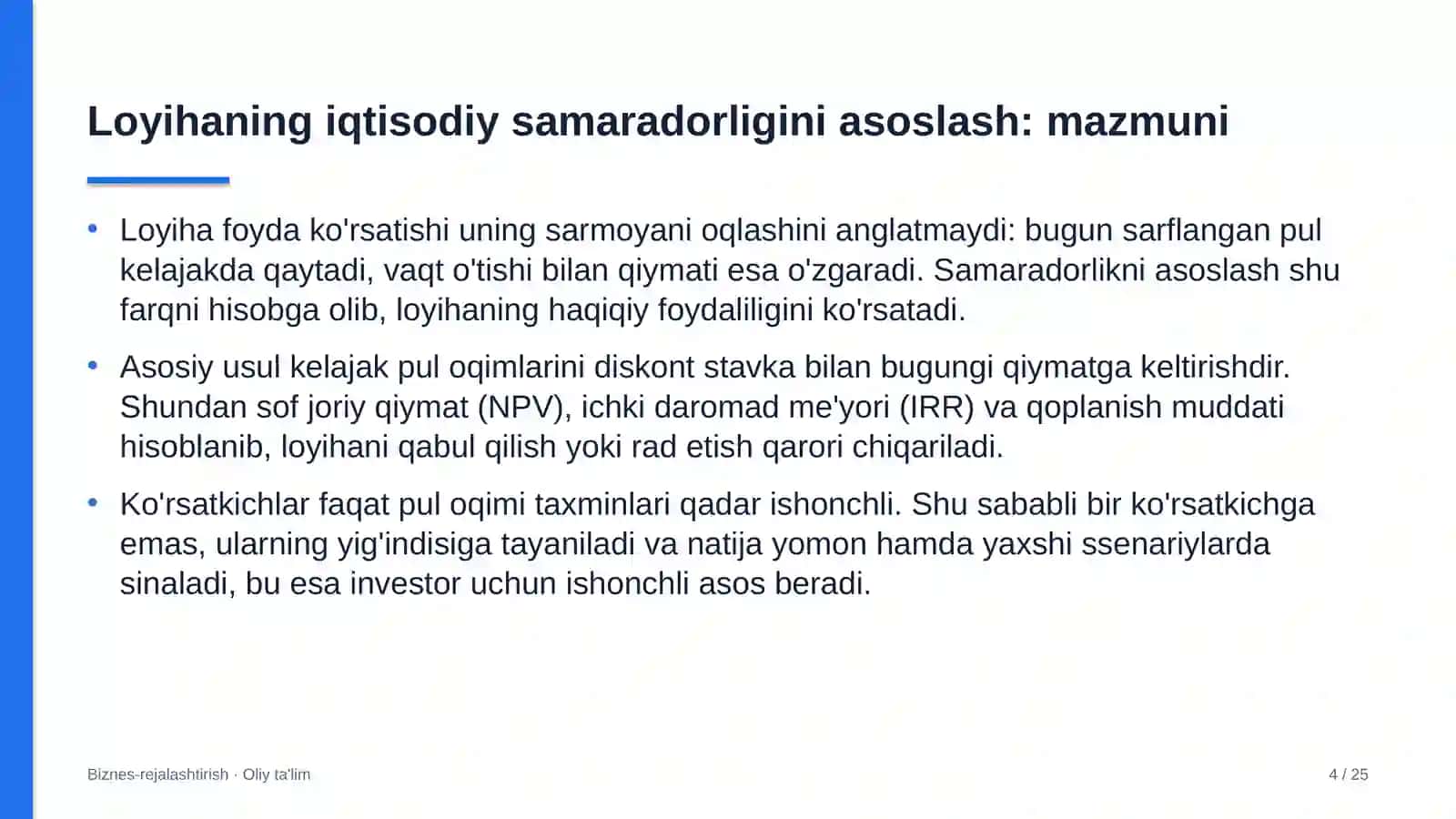 gidrotexnika qurilishida loyihaning iqtisodiy samaradorligini asoslash 4210 4