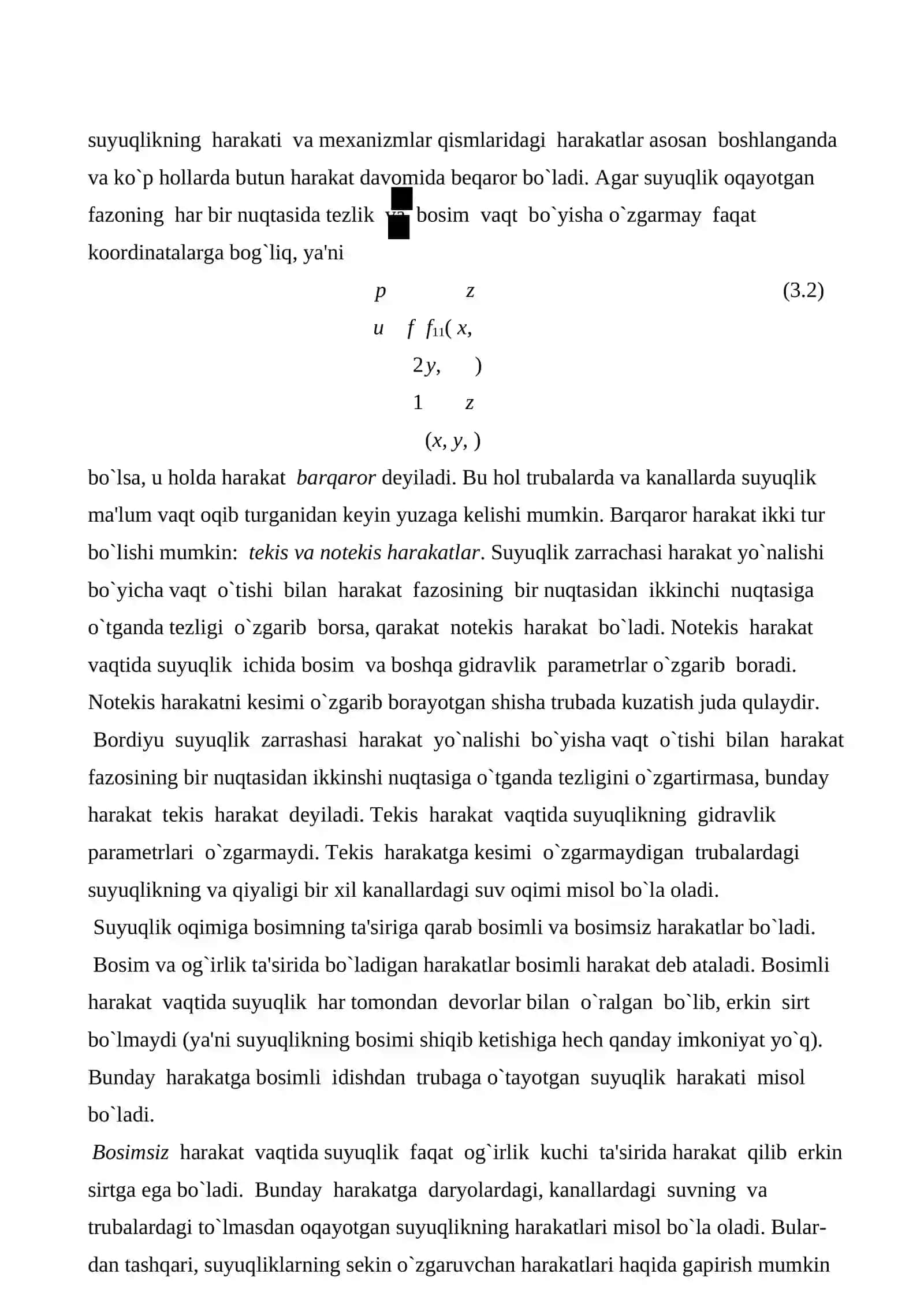 Suyuqliklar kinematikasi va dinamikasi soslari 4