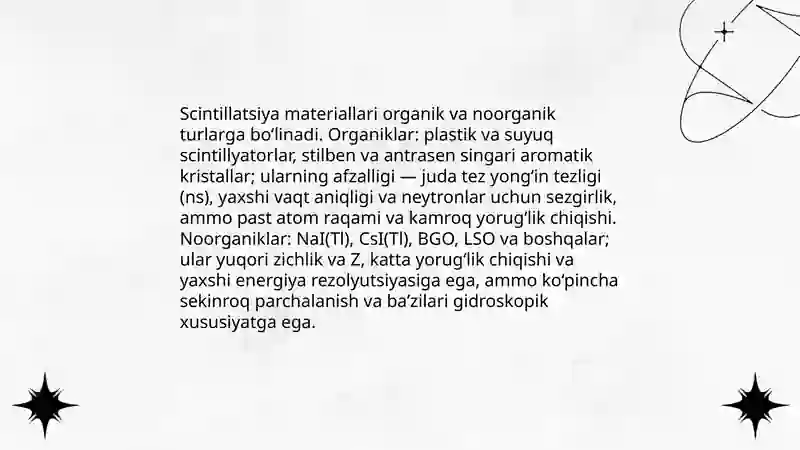Scintillatsion va yarimo‘tkazgichli detektorlar farqlari 4