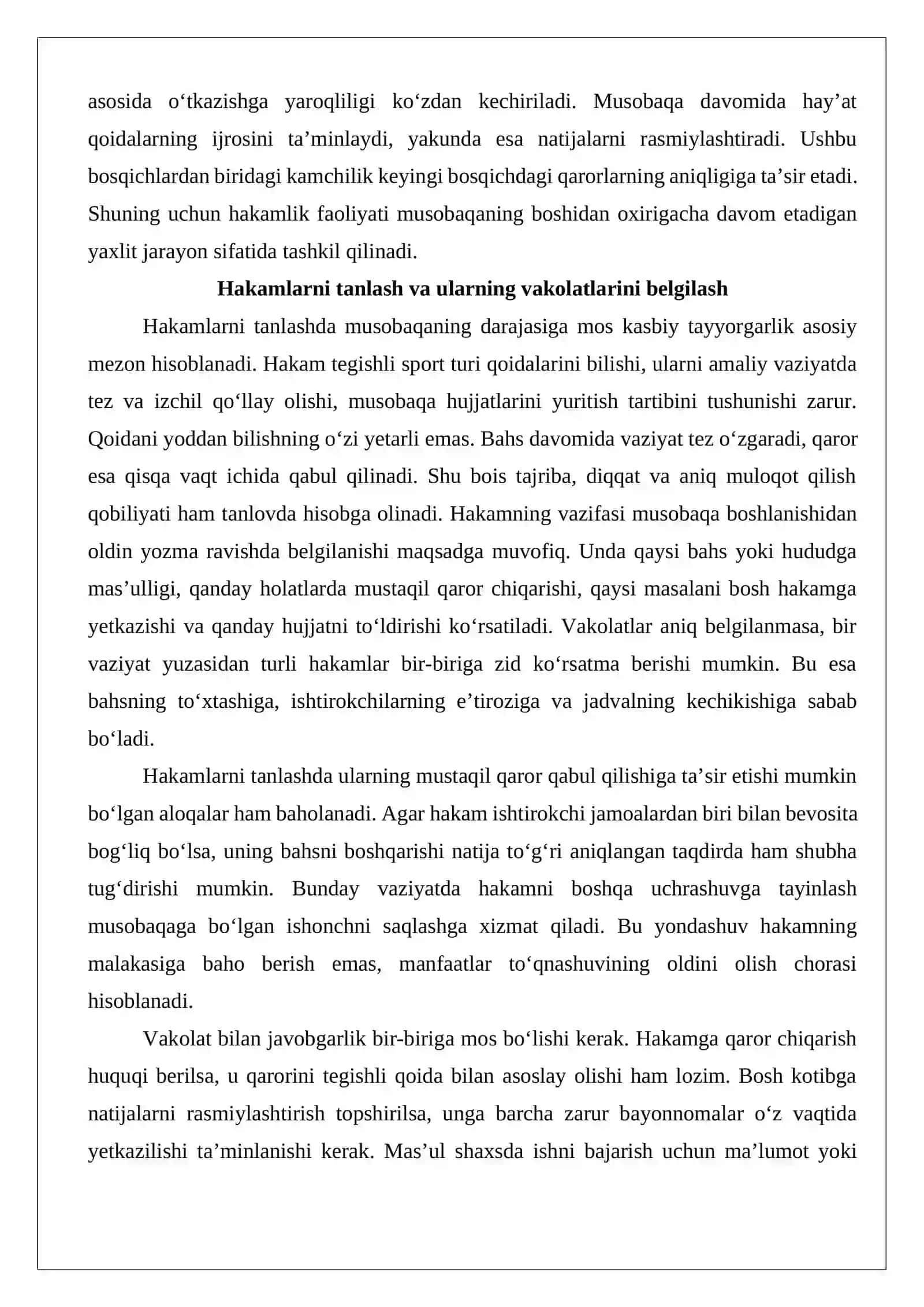 Sport musobaqalarida hakamlar hay’atining vazifalari 4