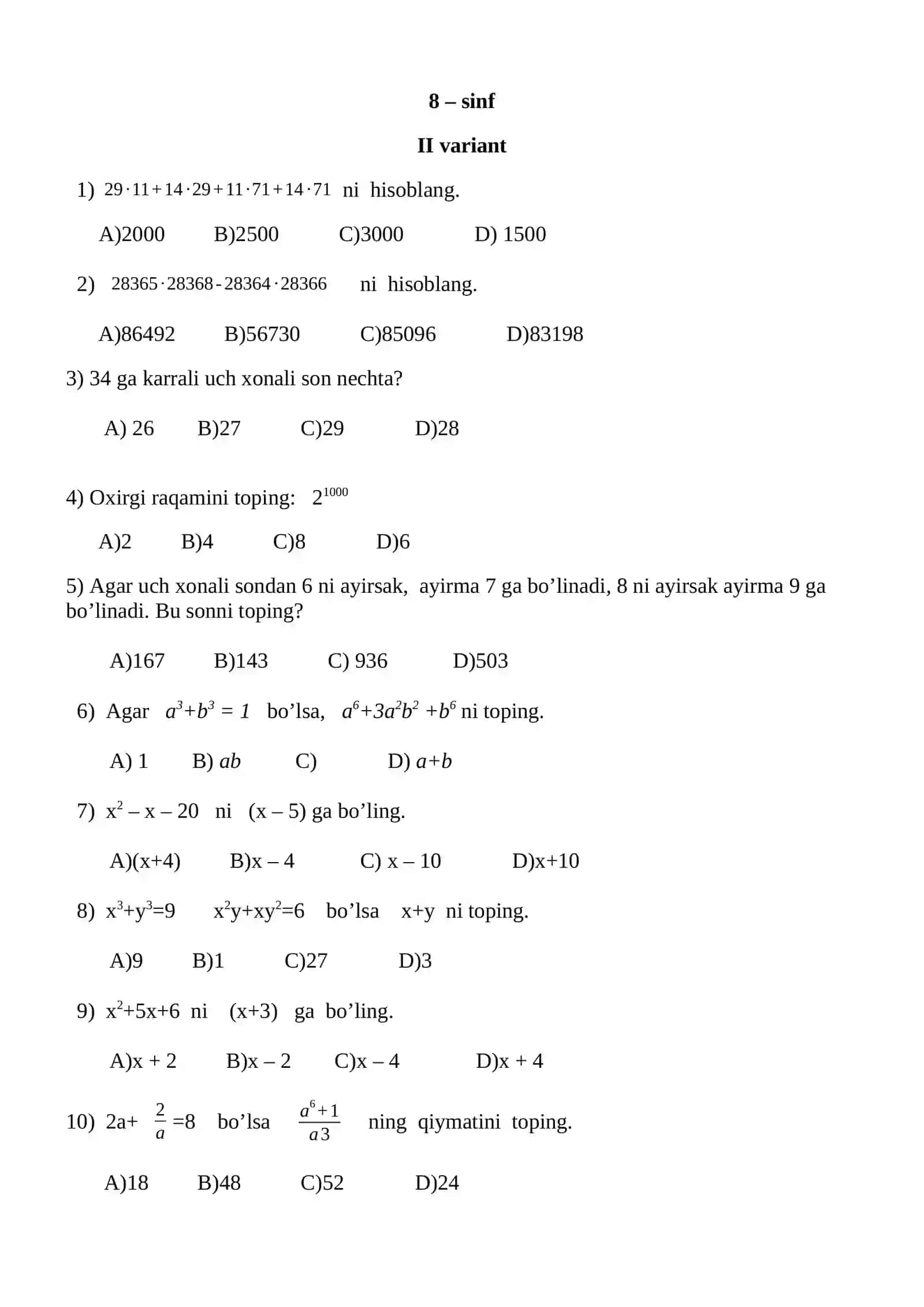 8 – sinf 4