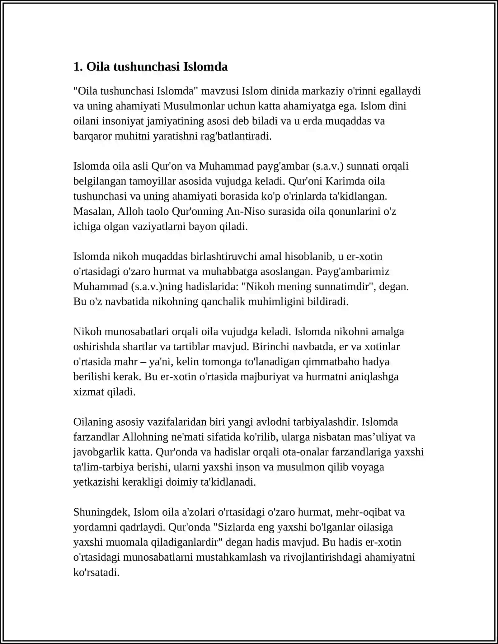"Oila tushunchasi Islomda" 4