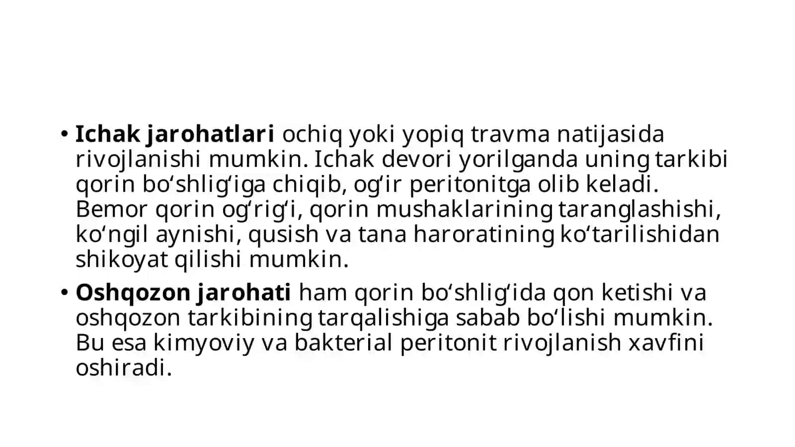 Qorin Bo'shlig'i va Qorin Orti Sohasi A'zolarining Jarohatlari Hamdame'da-Ichak Traktidan Qonketishlaridagi Shoshilinch Xirurgik Holatlar 4