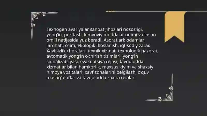 Tabiiy,texnogen,ekologik va ijtimoiy tusdagi favqulodda vaziyatlarda 4