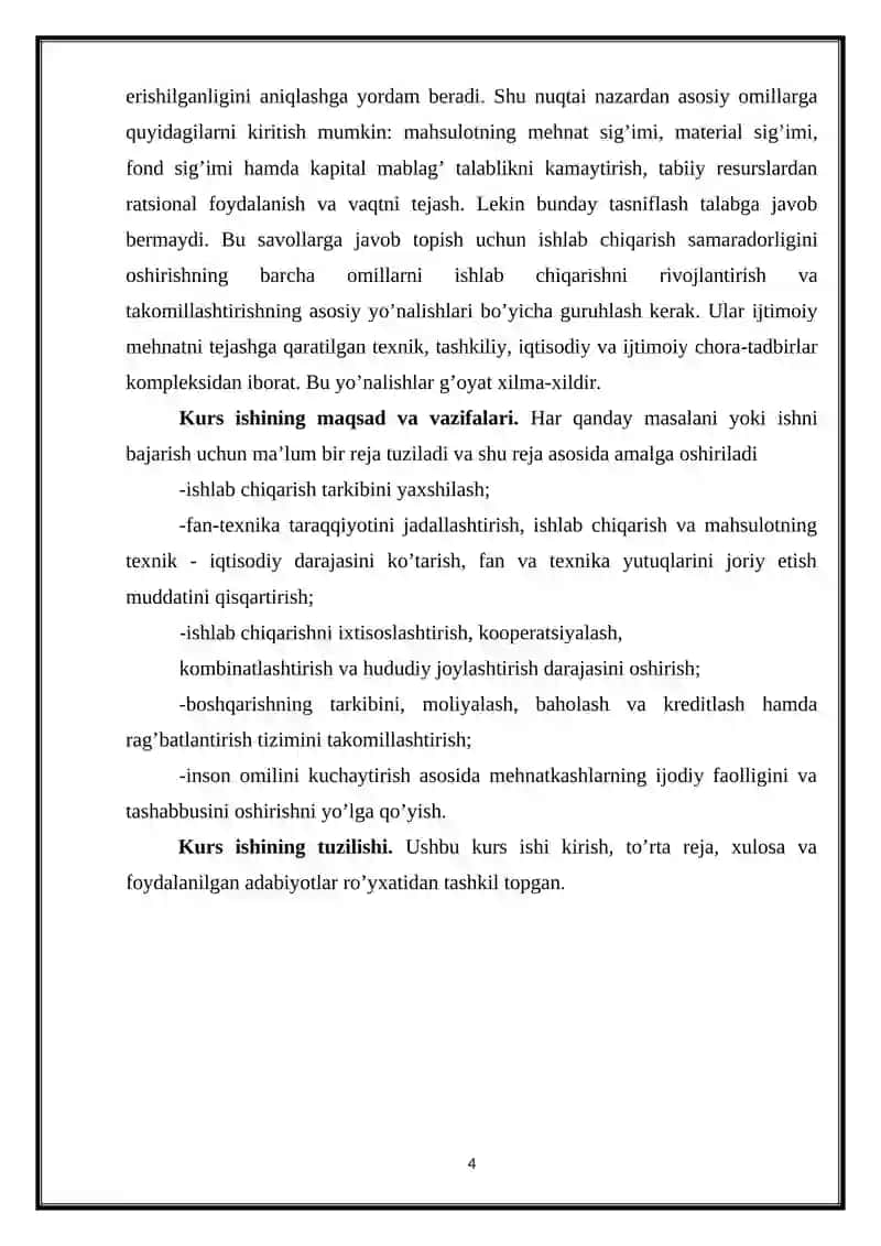 Ishlab chiqarish omillari, ularning o’zaro ta’siri va rivojlanishi 4