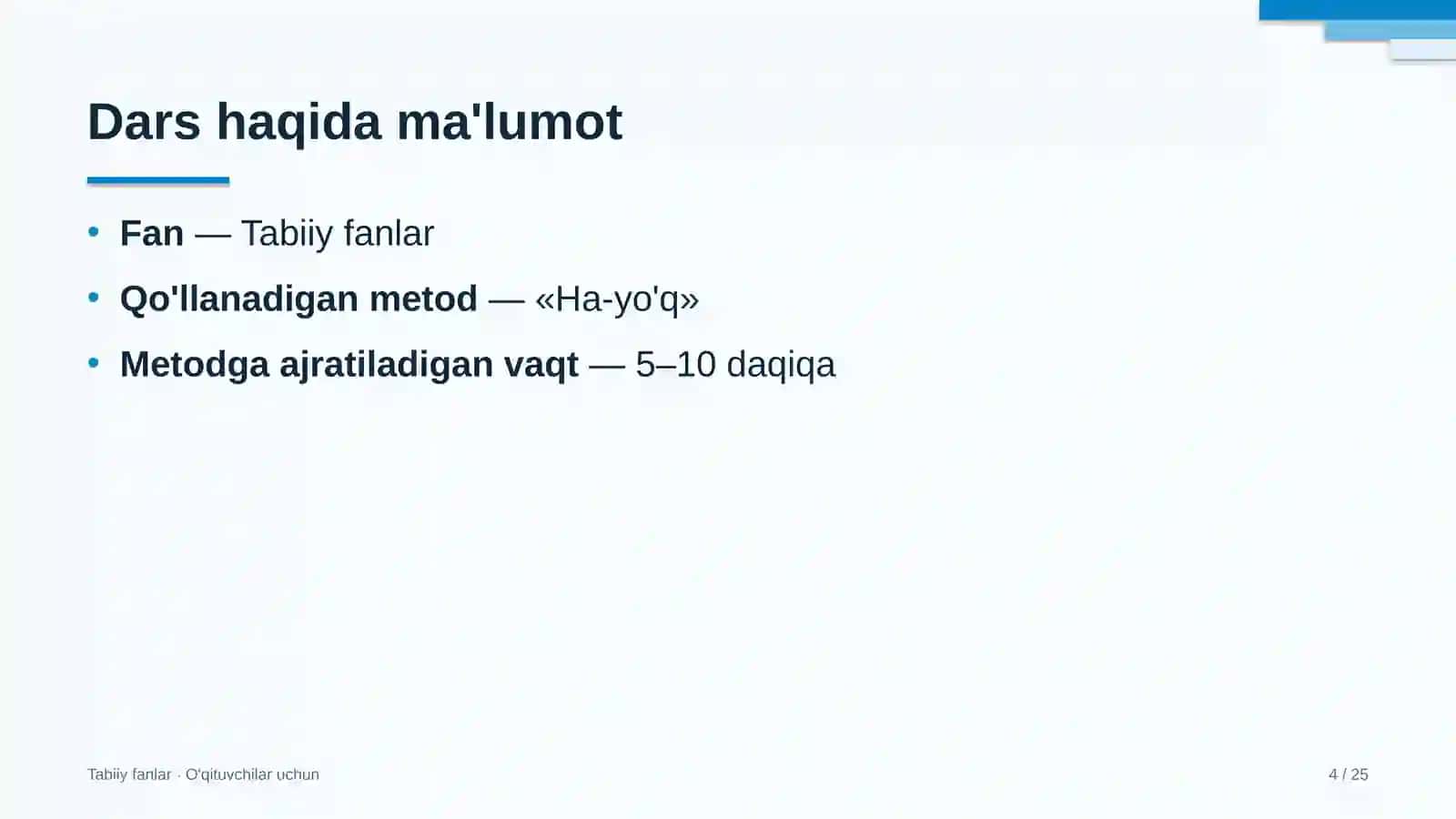 tabiiy fanlar darslarida ha yo'q metodidan foydalanish 3648 4