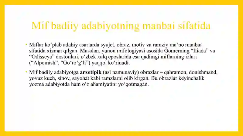 Mif va badiiy adabiyot munosabatlari 4
