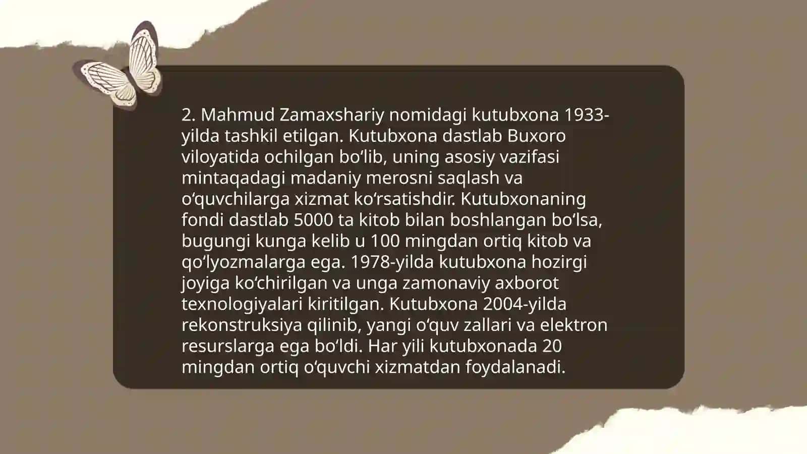 Mahmud Zamakhshariy nomidagi Xorazm viloyati axborot kutubxona markazi 4