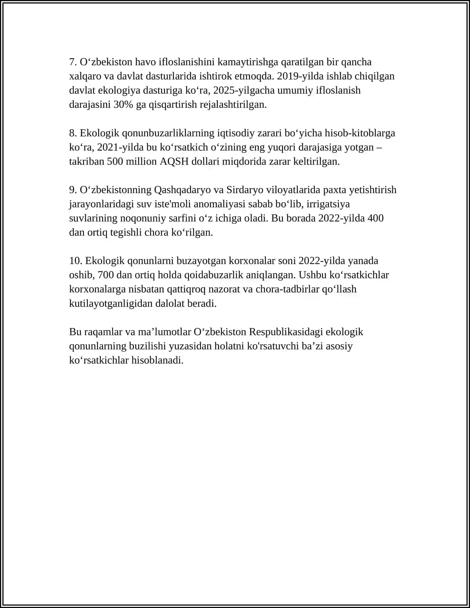 EKOLOGIK QONUNCHILIK TALABLARINI BUZGANLIK UCHUN INTIZOMIY JAVOBGARLIK 4