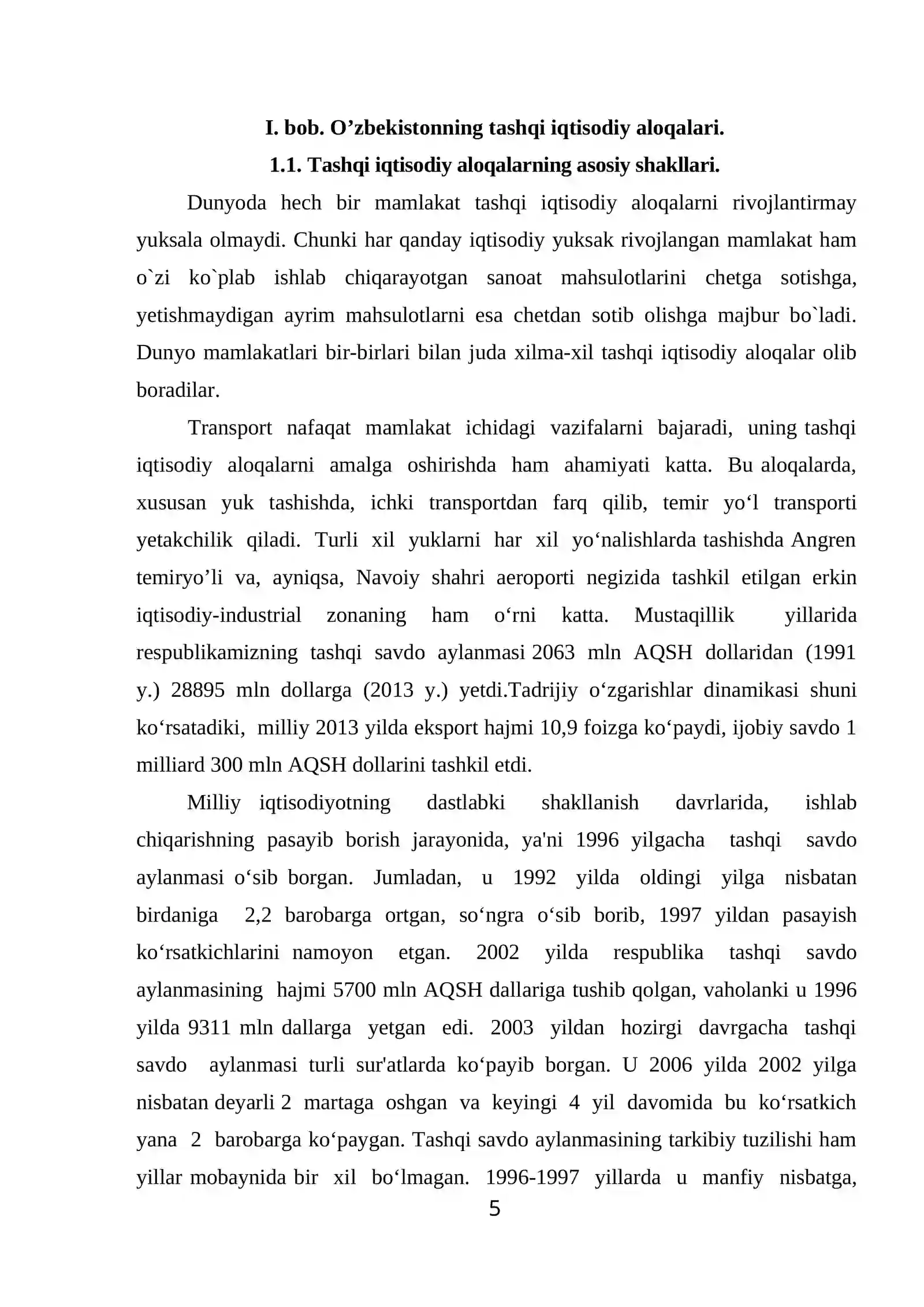 O’zbekiston Respublikasi tashqi iqtisodiy aloqalarining iqtisodiy geografik xususiyatlari 4