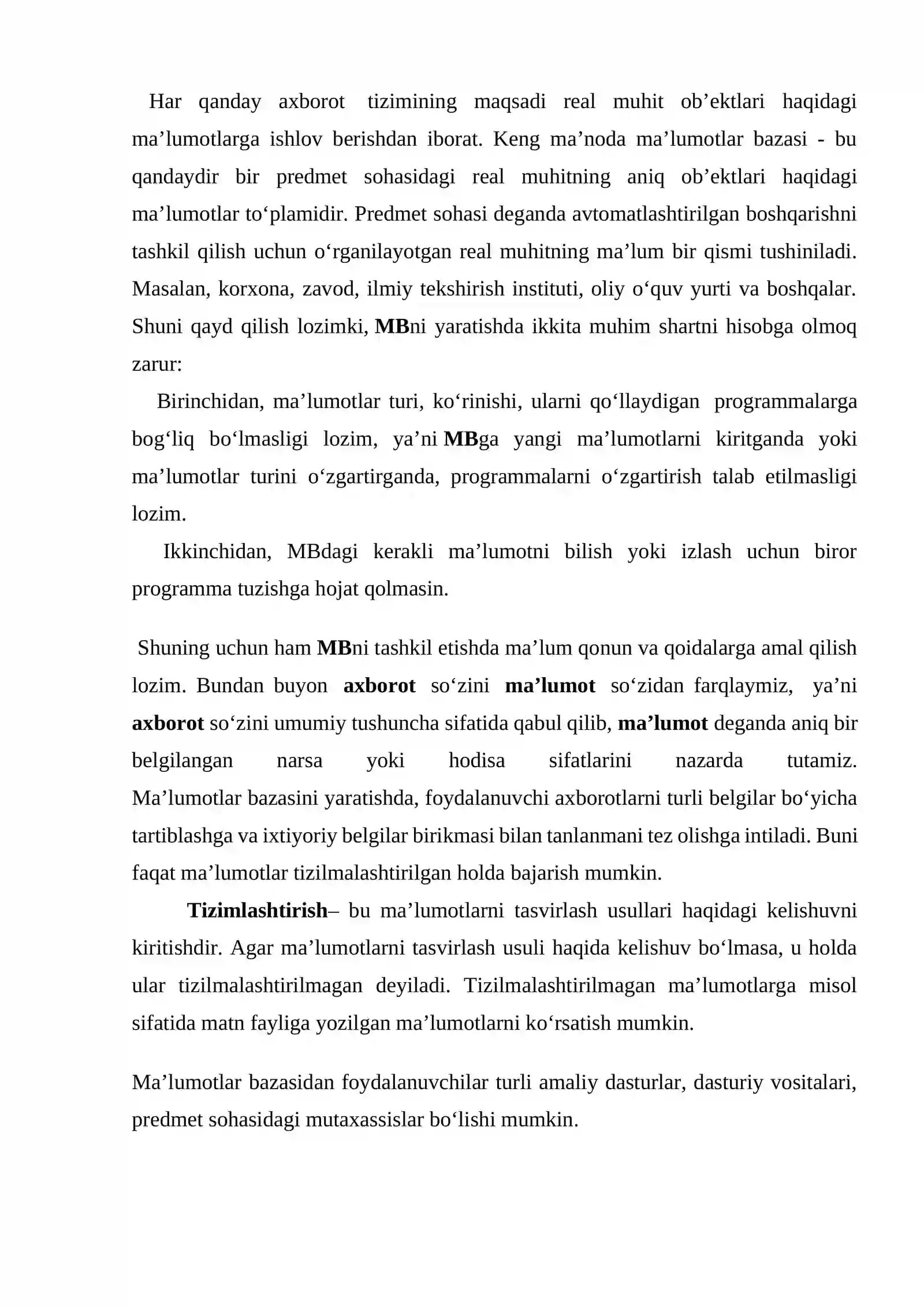 MA’LUMOTLAR BAZASI TEXNOLOGIYALARI FANIDAN “Mahalla ma’lumotlar bazasini loyihalash” 4