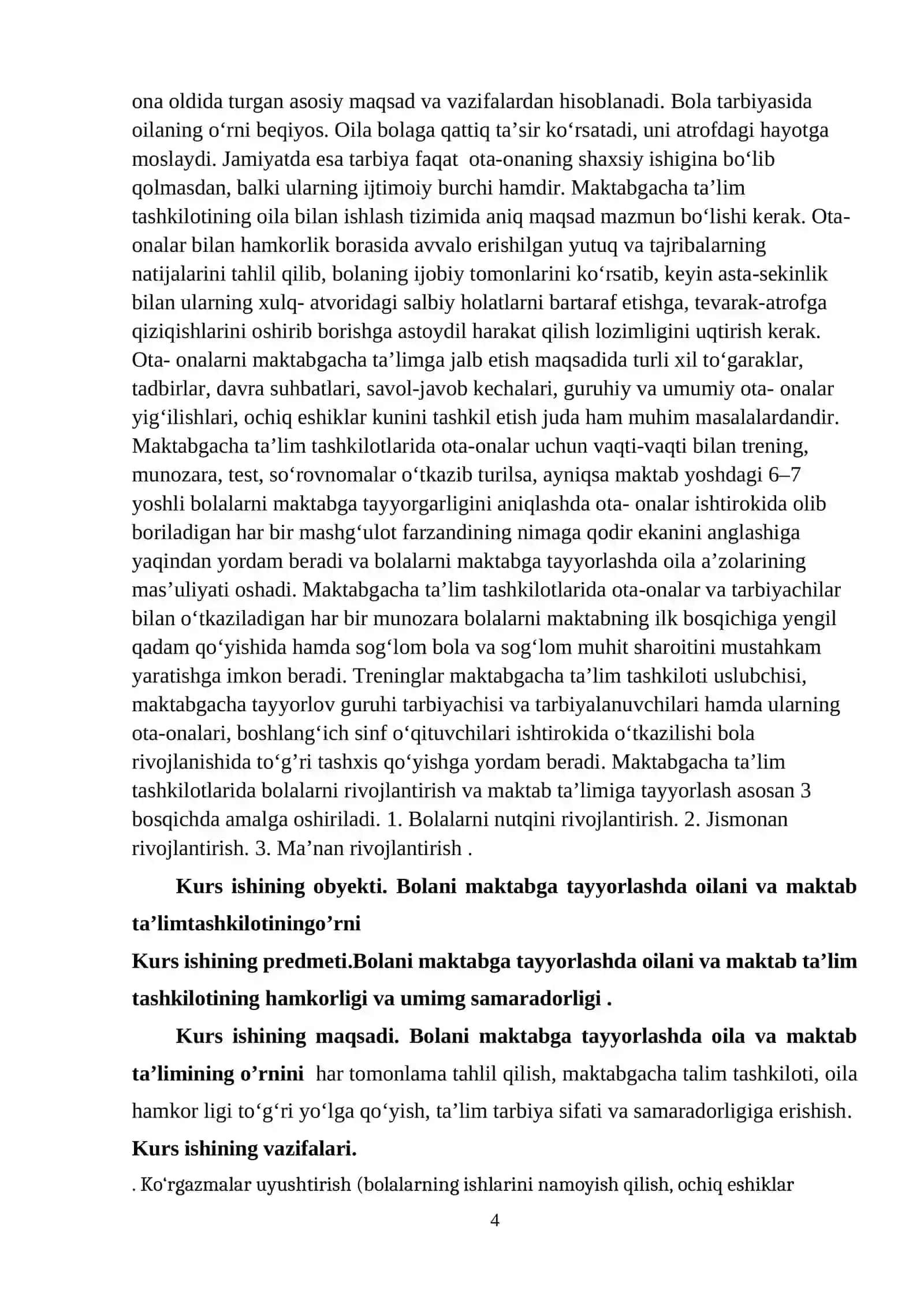 BOLALAR PSIXOLOGIYASI VA PSIXODIAGNOSTIKASI FANIDAN KURS ISHI 4