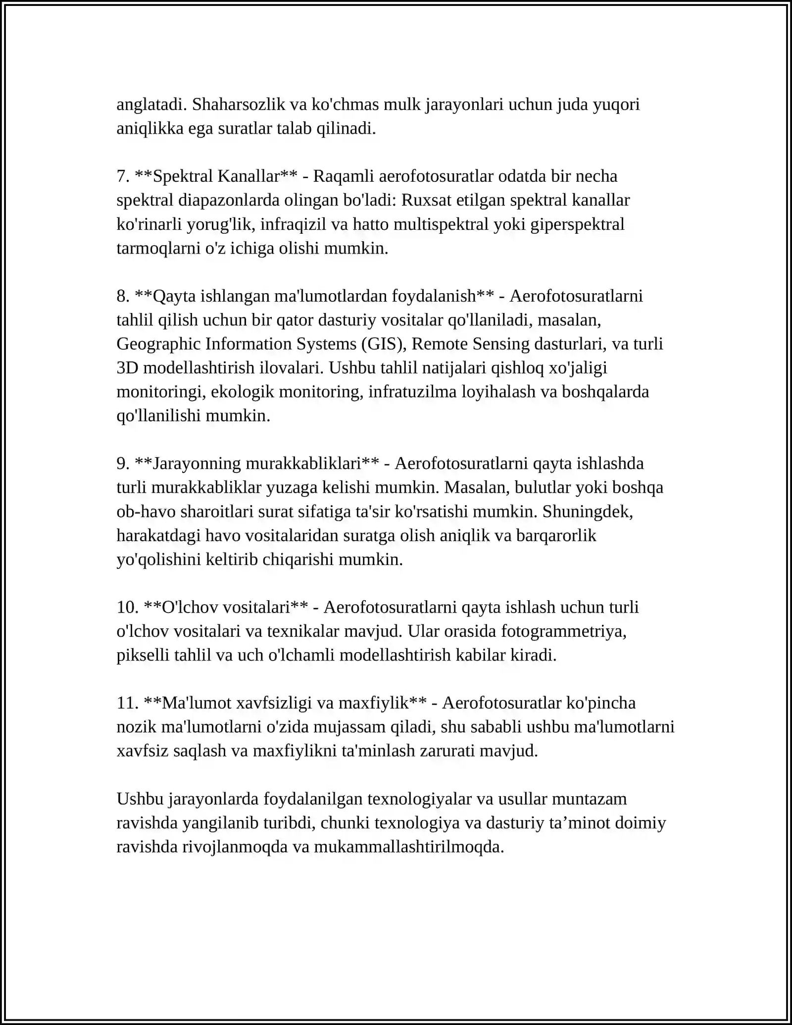 FOTOGRAMETRIYA VA YERNI MASOFADAN ZONDLASH FANIDAN TURLI QAYTA ISHLASH MAVZUSIDA 4