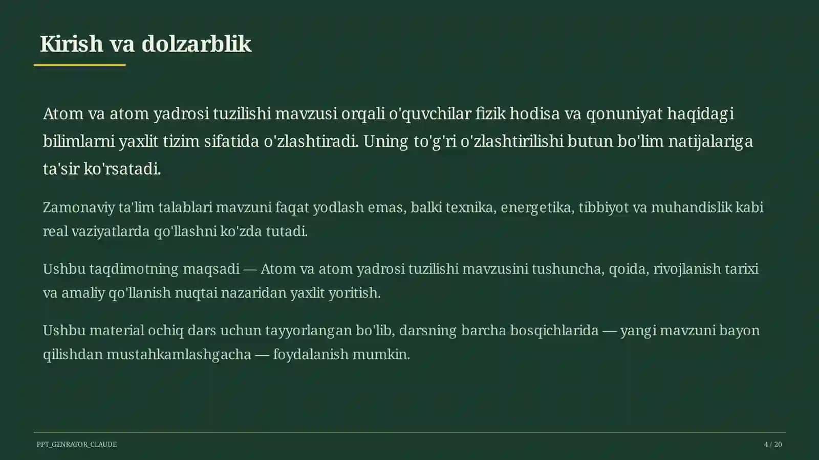 Atom va atom yadrosi tuzilishi (11-sinf) 4