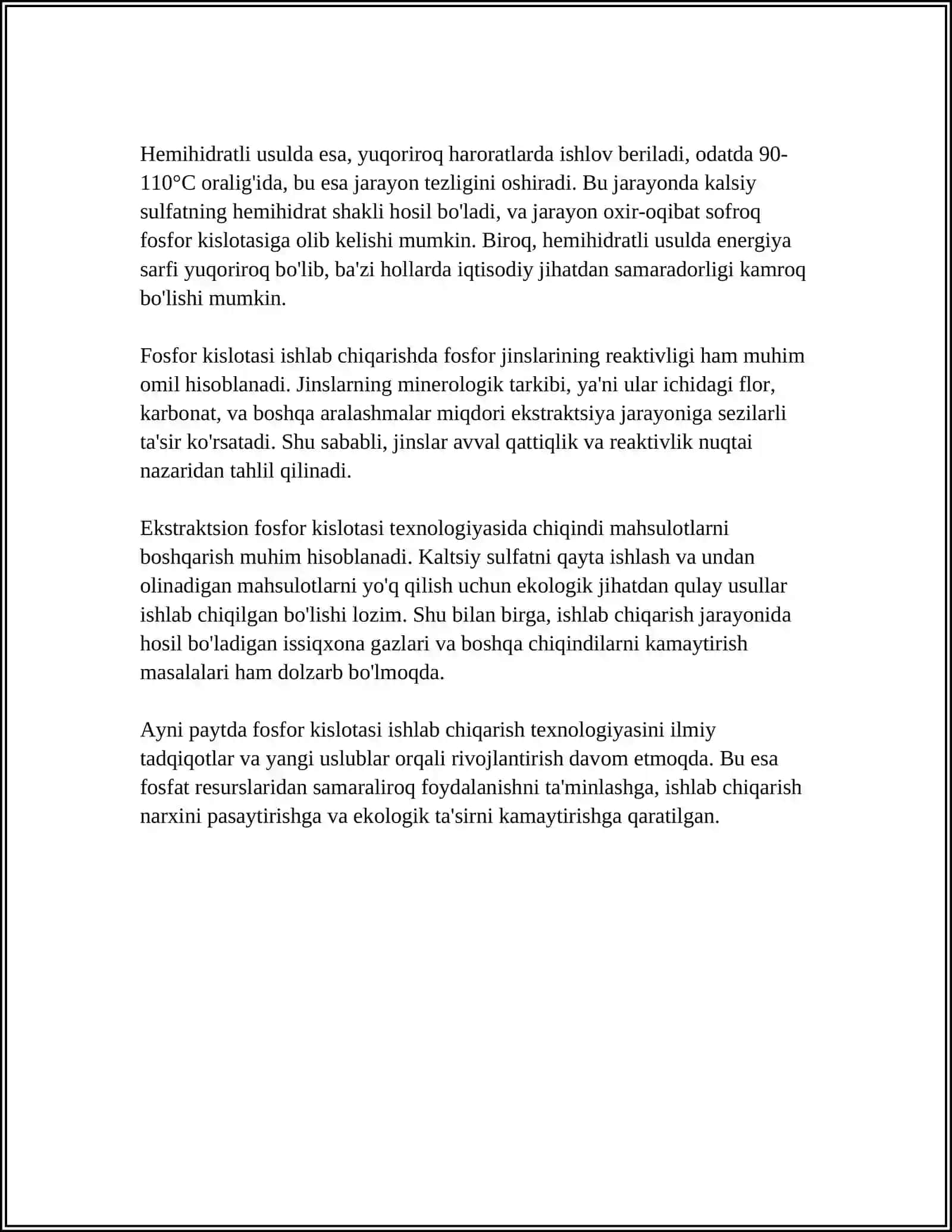 EKSTRAKTSION FOSFOR KISLATASI OLISH TEXNOLOGIYASI 4