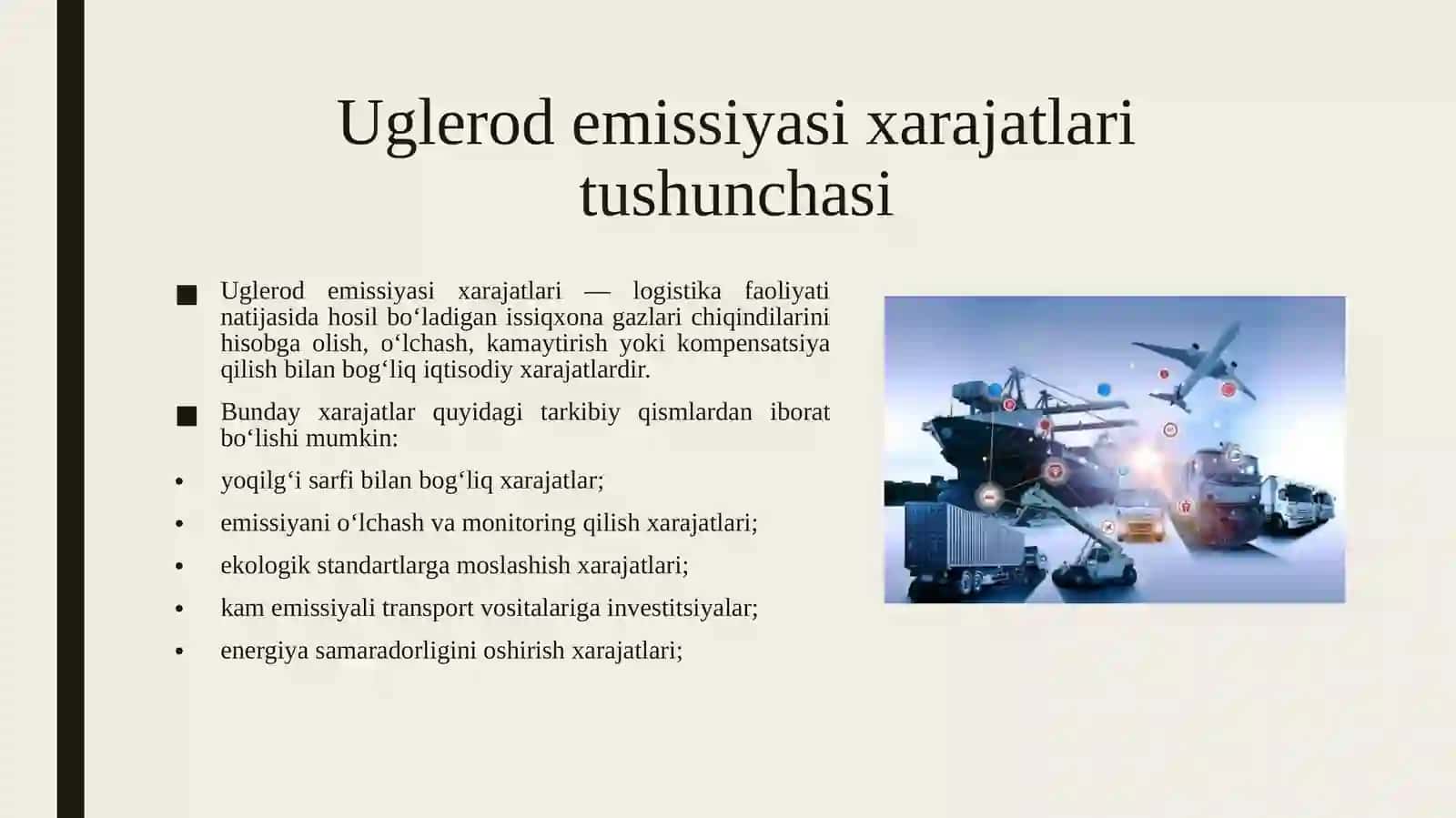 Uglerod emissiyasi xarajatlarining logistika qarorlariga iqtisodiy ta’siri 4