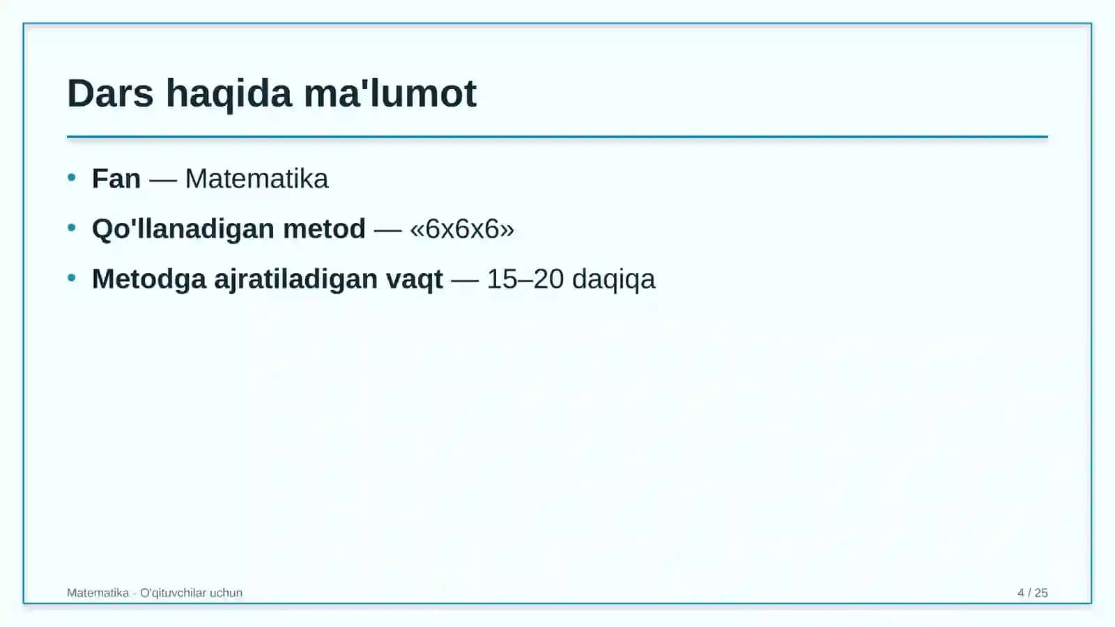 matematika darslarida 6x6x6 metodidan foydalanish 7421 4