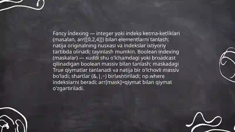 Python dasturlash tilida Numpy kutubxonasi bilan ishlash 4