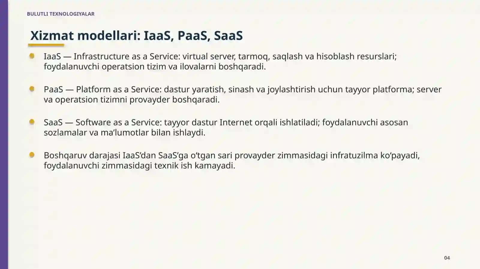 BULUTLI TEXNOLOGIYALAR 4