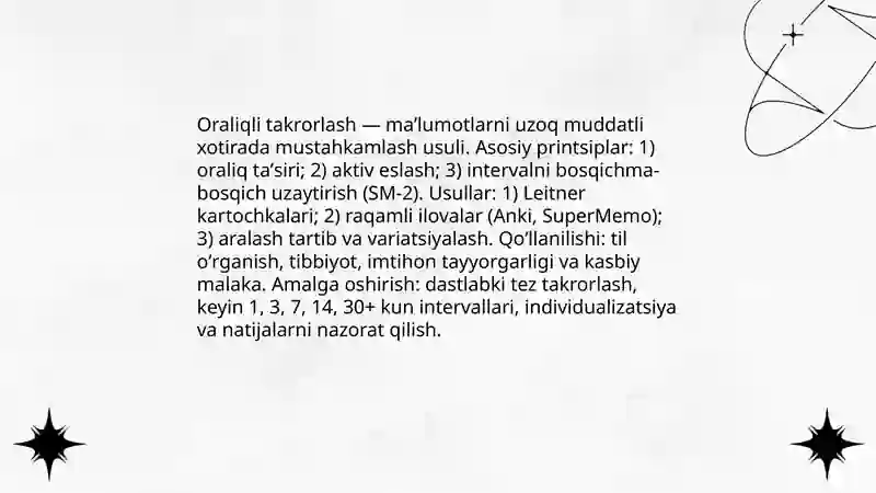Xotira: maʼlumotlarni mustahkamlash yoʻllari, usullari, vositalari 4
