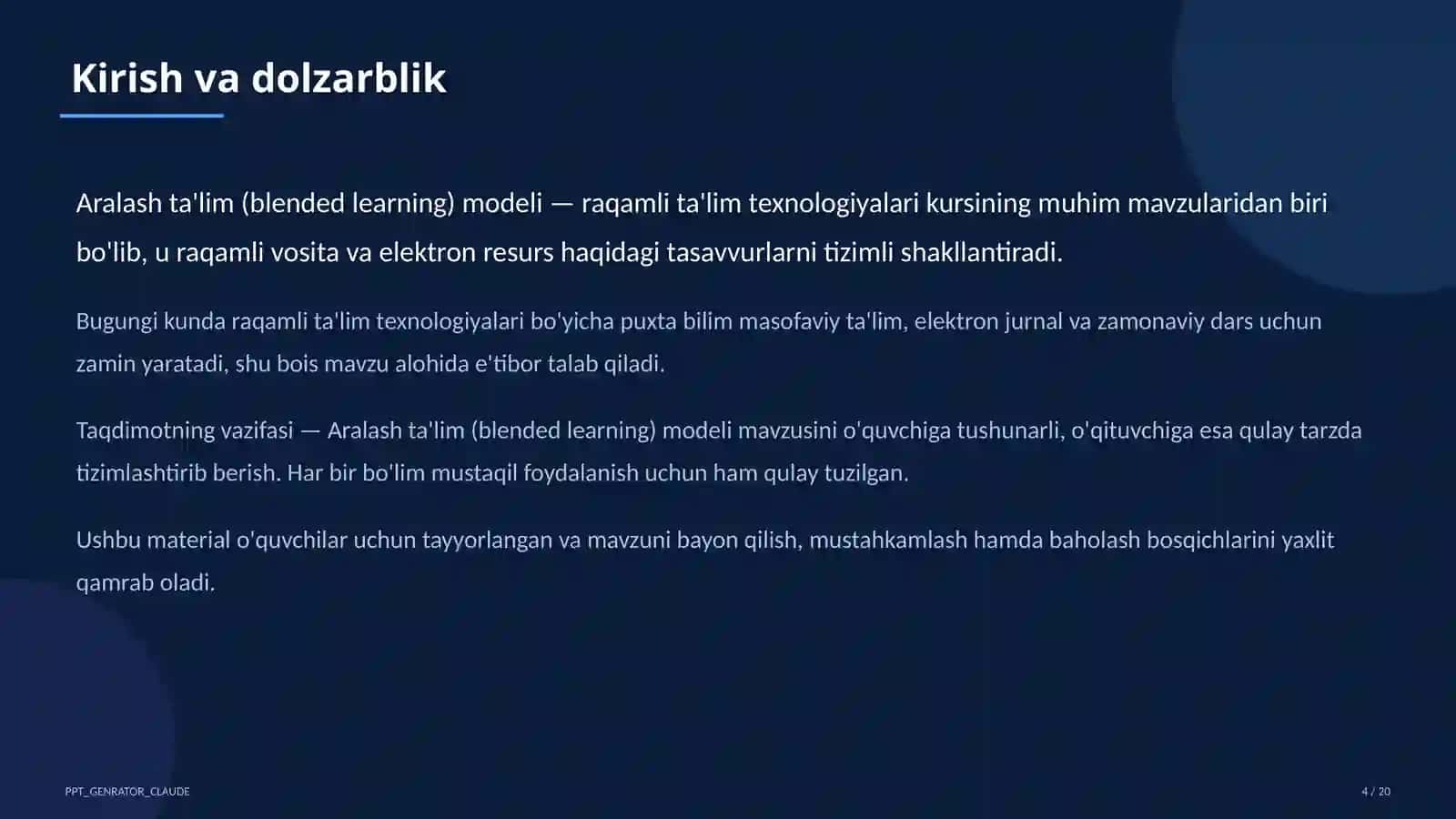 Aralash ta'lim (blended learning) modeli 4