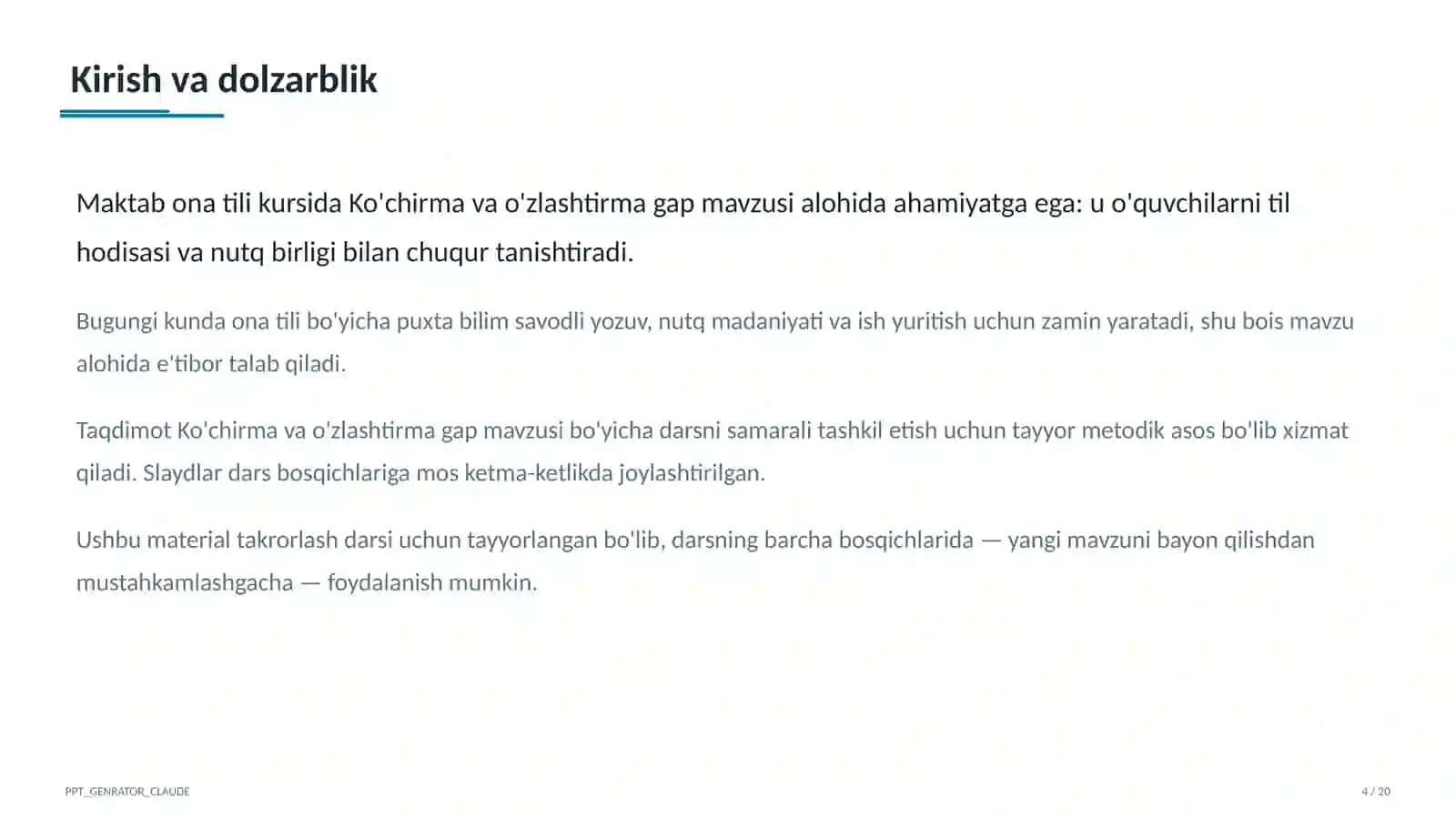 Ko'chirma va o'zlashtirma gap (9-sinf) 4