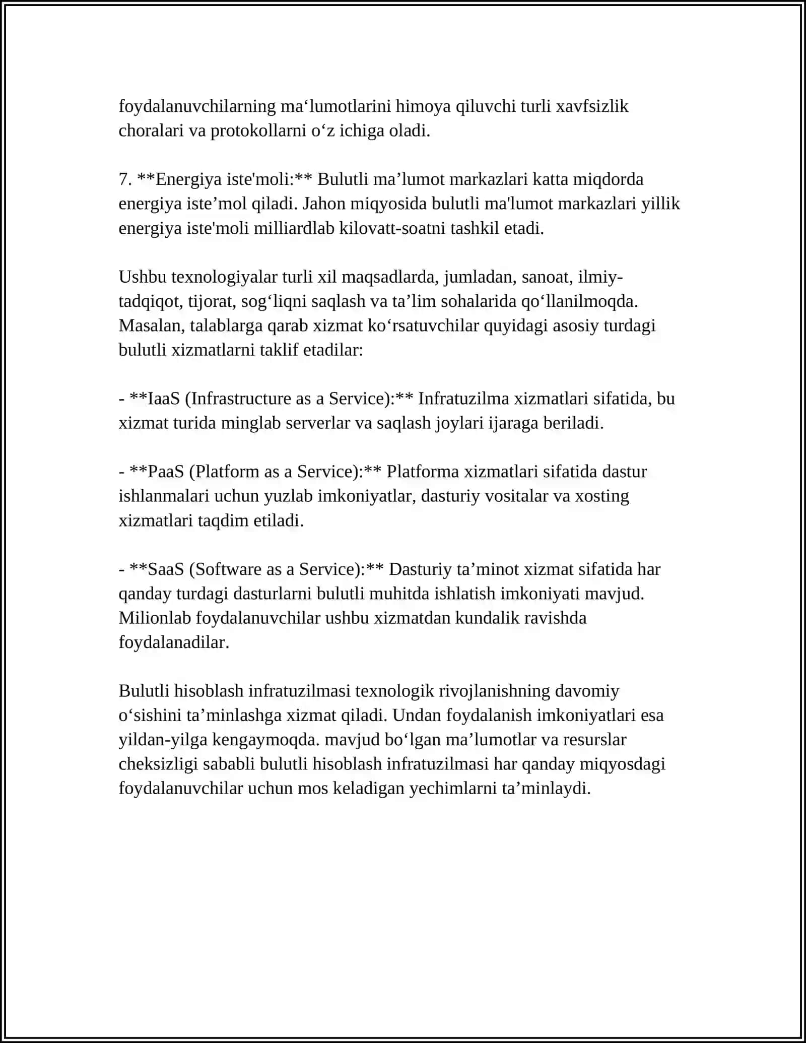 Bulutli hisoblash tizimlari infratuzilmasi 4