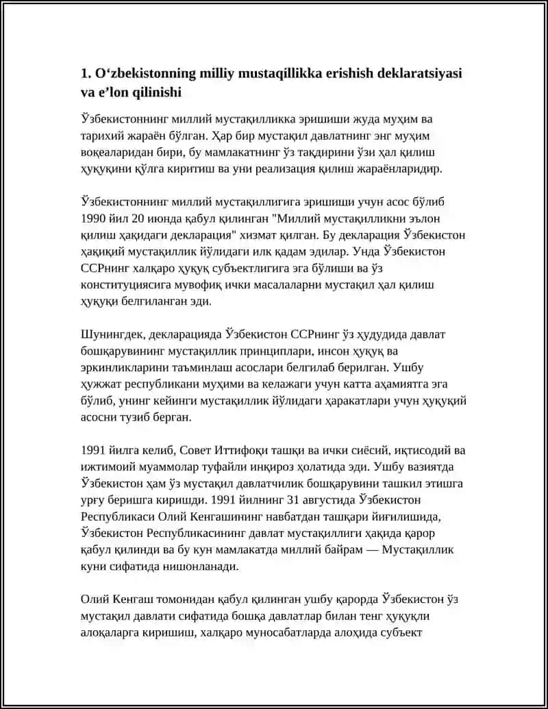 ДОСТИЖЕНИЕ УЗБЕКИСТАНОМ НАЦИОНАЛЬНОЙ НЕЗАВИСИМОСТИ 4