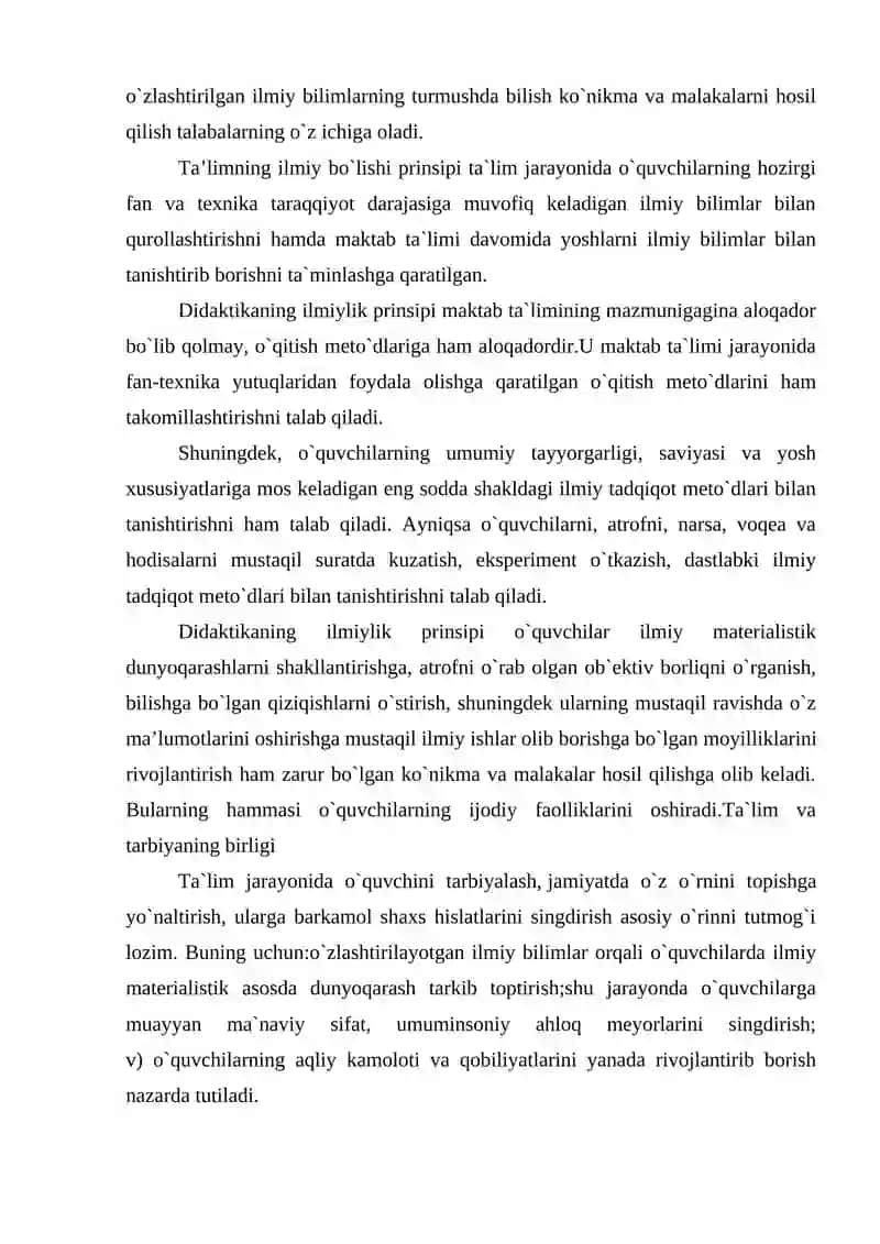 Ta’lim jarayonining qonuniyatlari va tamoyillari.Ta'lim  mazmuni 4