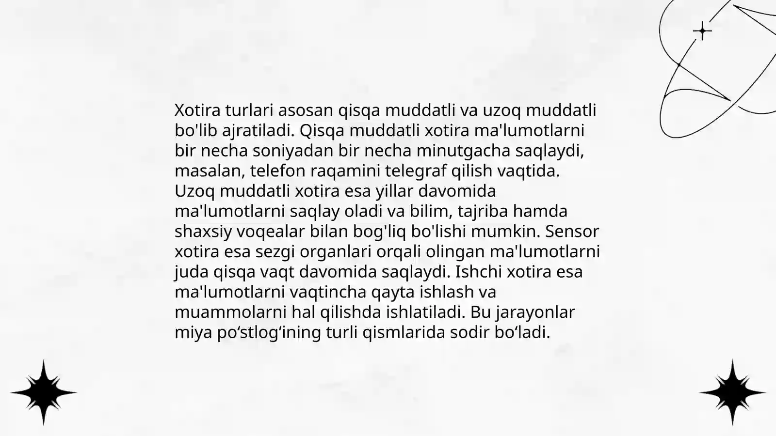 Xotira haqida tushuncha va uning nerv fiziologik asosi 4