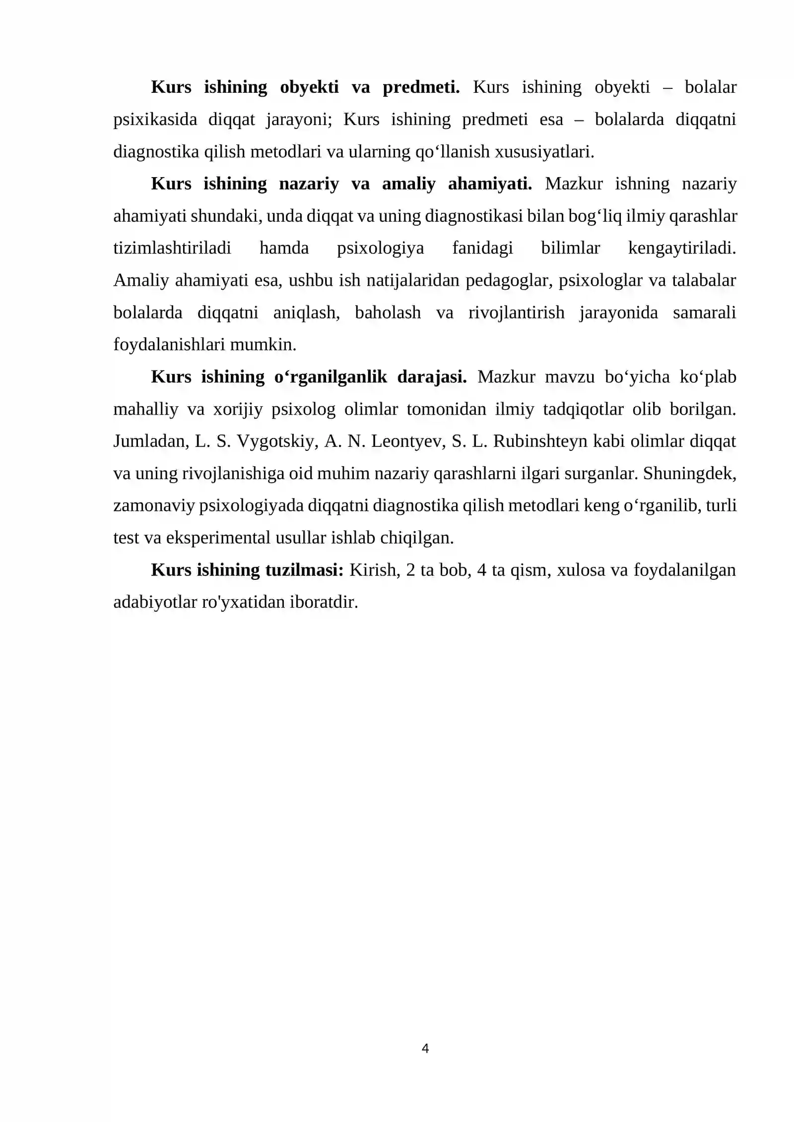 Diqqatni diagnostika qilish metodlari kurs ishi 4