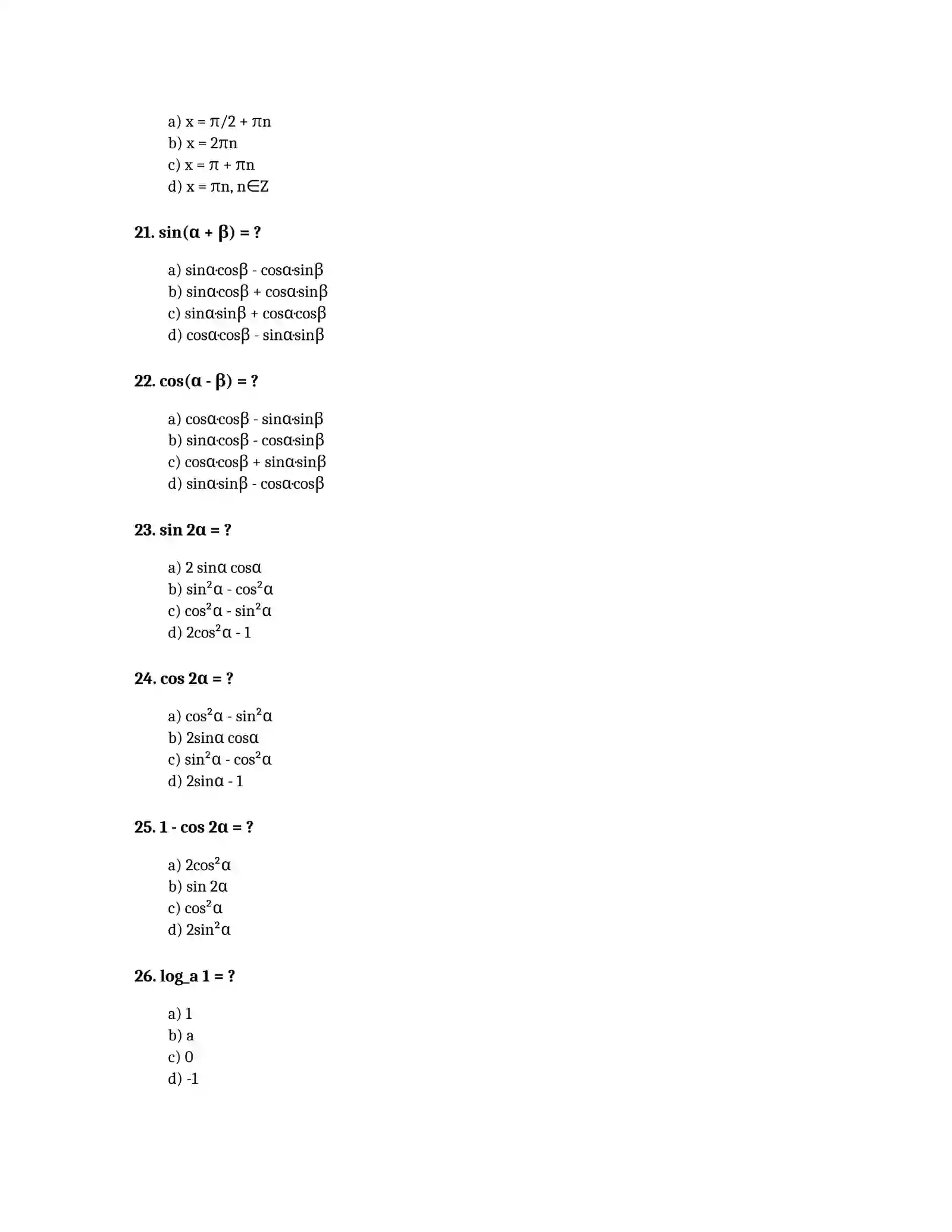 9-SINF MATEMATIKA FANI BO'YICHA TEST SAVOLLARI 4