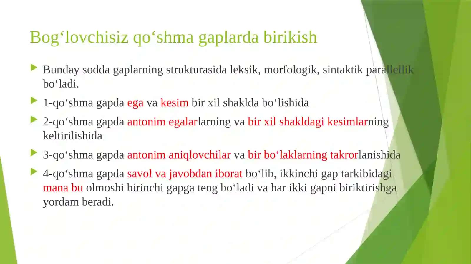 Bogʻlovchisizqoʻshmagaplar 4