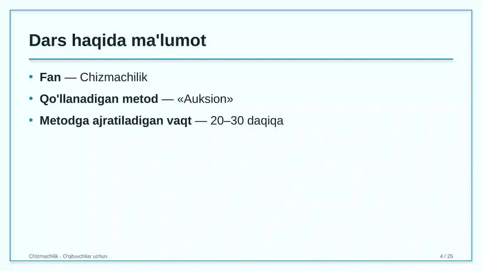 chizmachilik darslarida auksion metodidan foydalanish 7732 4