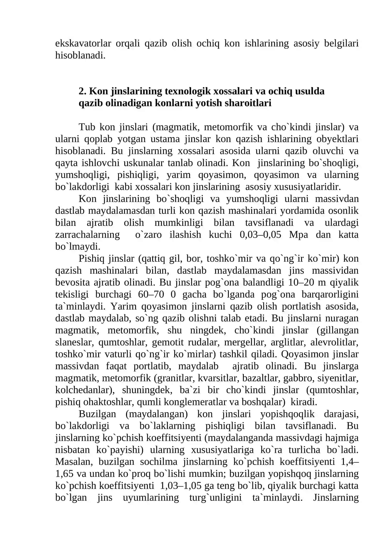 Foydali qazilma konlarini ochiq usulda qazib olishning texnologik asoslari 4