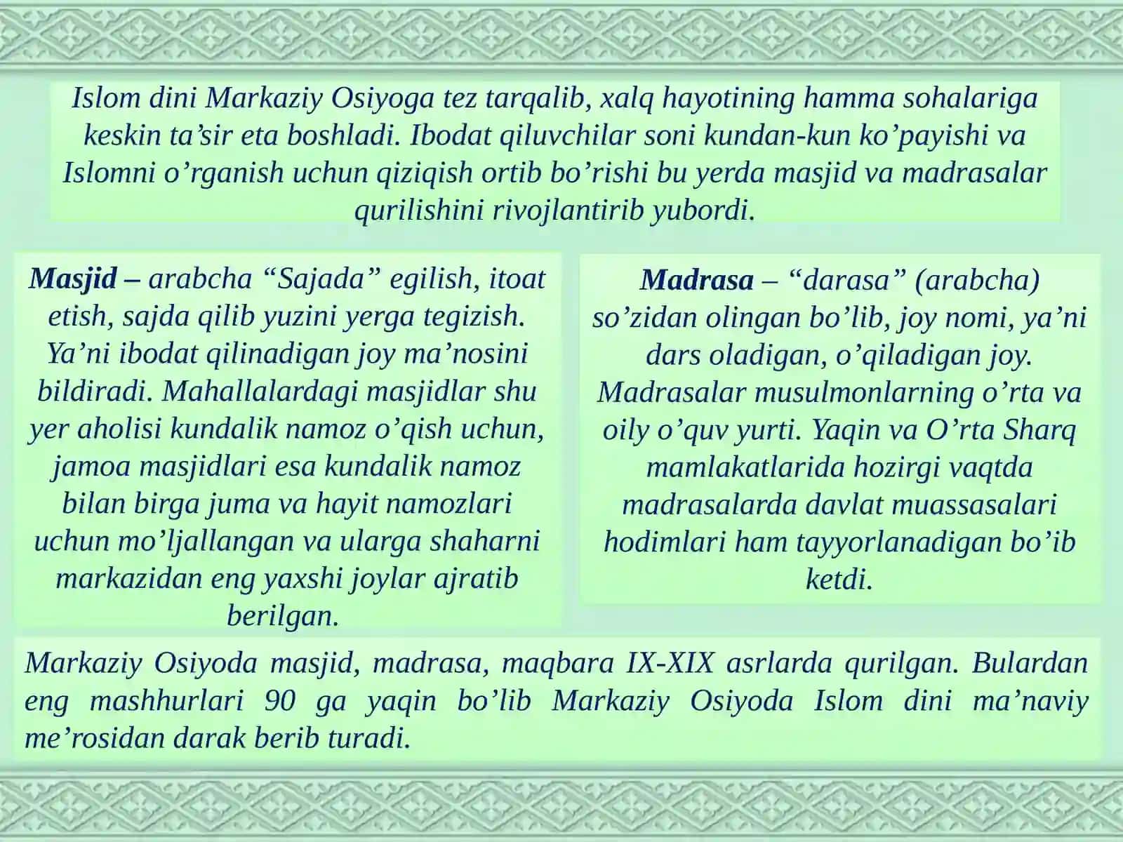 Markaziy Osiyo mutaffakkirlarining ma’naviy merosi 4