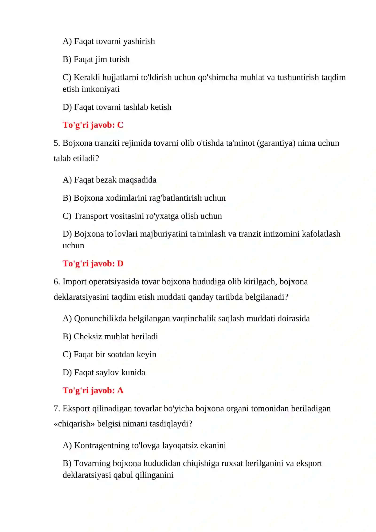 TIF FAOLIYATI BO'YICHA 300 TA TEST 4