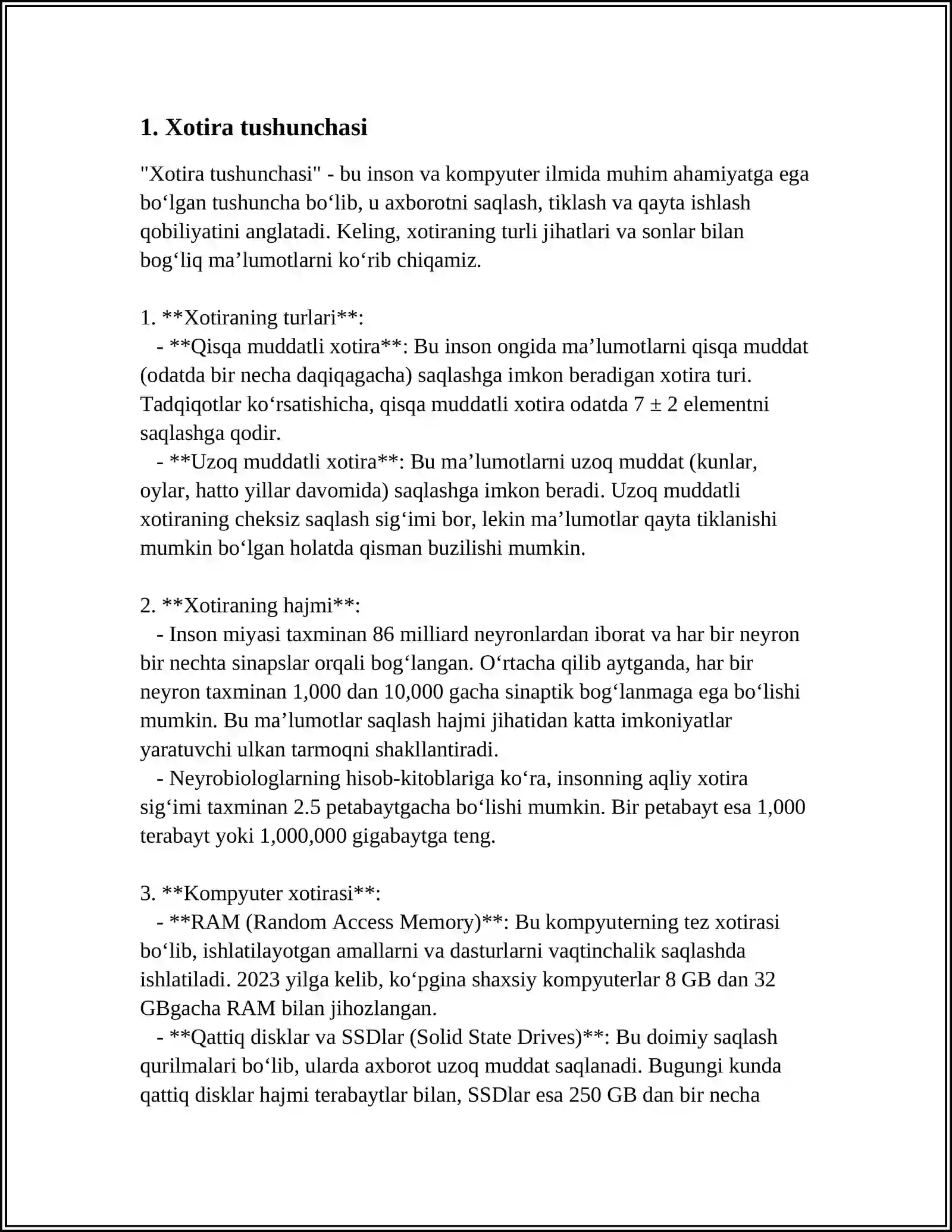 XOTIRA HAQIDA TUSHUNCHA UNING NERV-FIZIOLOGIK ASOSLARI 4
