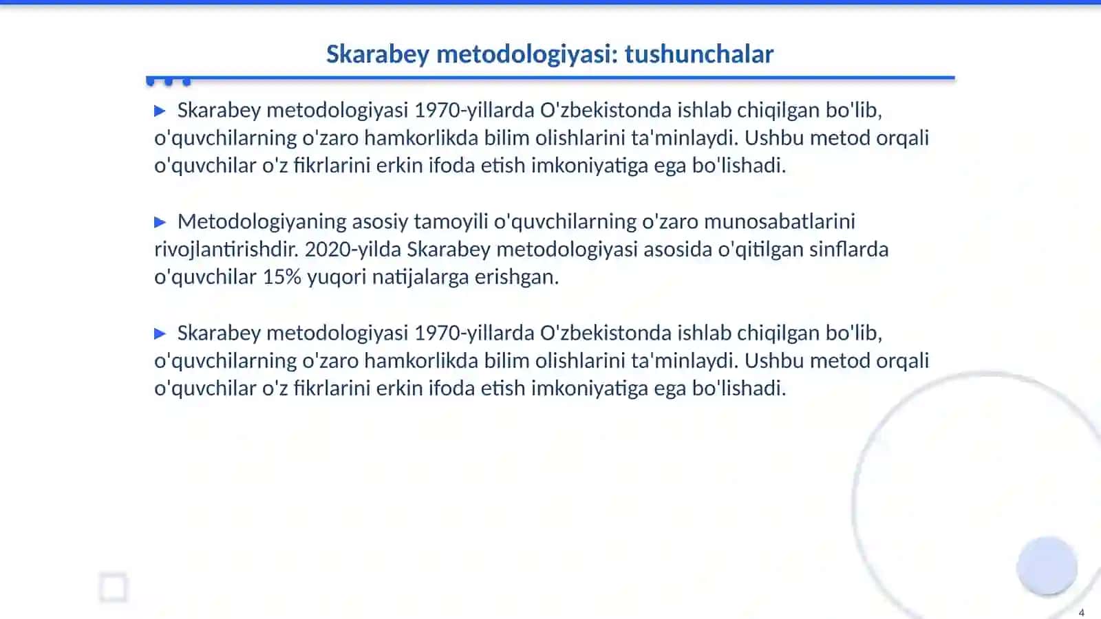 Loyiha, Skarabey, Muammoli ta’lim texnologiyalari 4